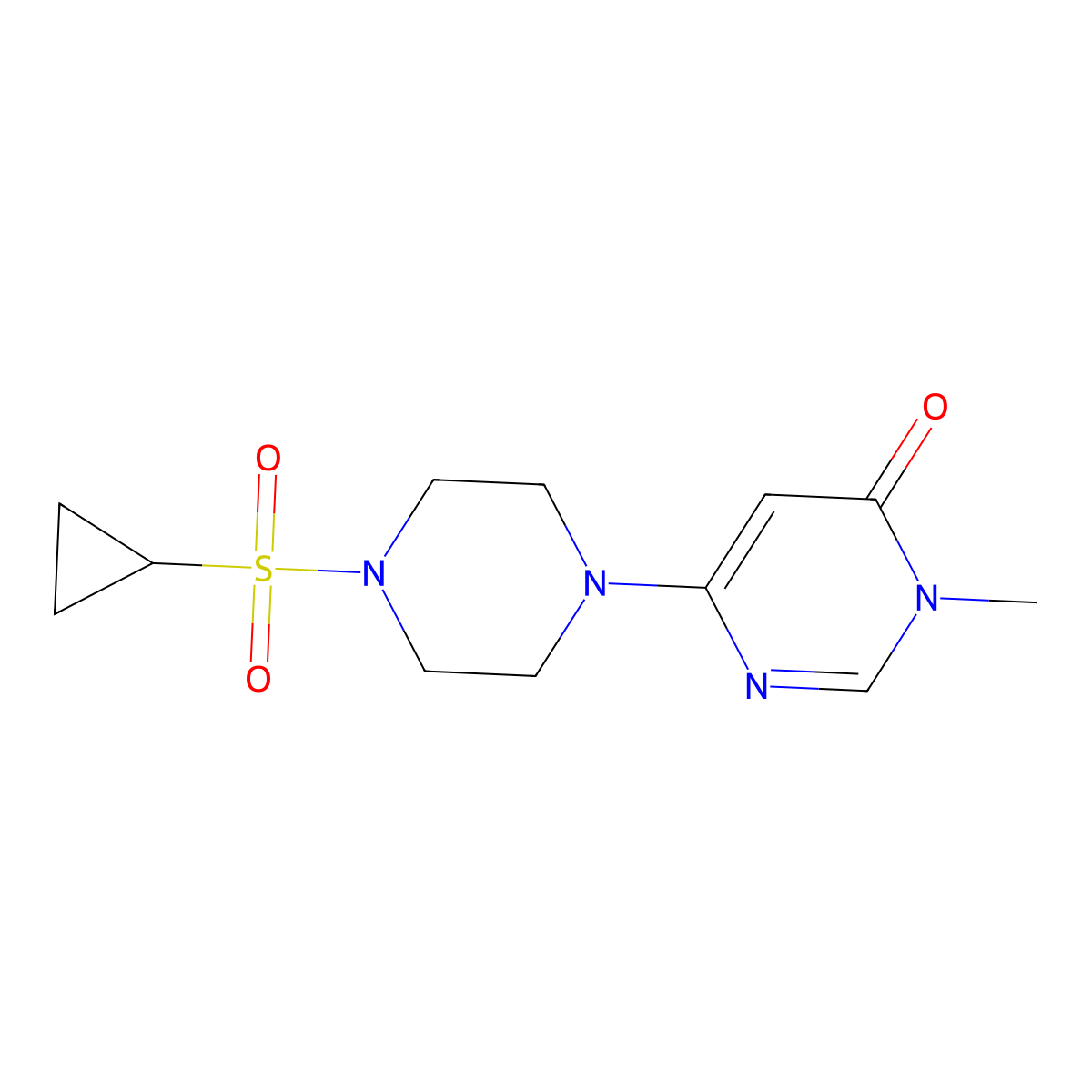 6-[4-(Cyclopropanesulfonyl)piperazin-1-yl]-3-methyl-3,4-dihydropyrimidin-4-one molecular structure, CAS 2741921-57-1