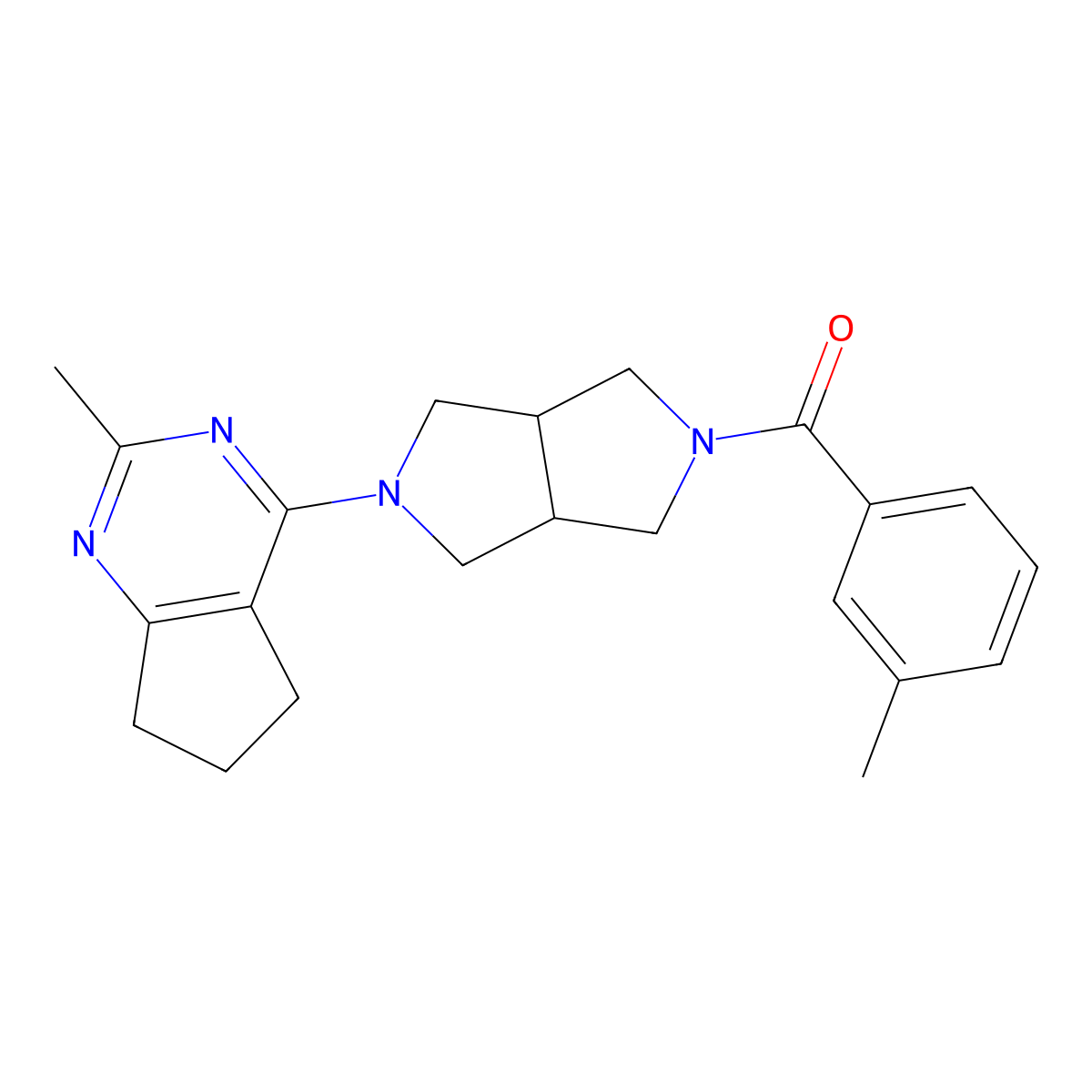 2-{2-methyl-5H,6H,7H-cyclopenta[d]pyrimidin-4-yl}-5-(3-methylbenzoyl)-octahydropyrrolo[3,4-c]pyrrole molecular structure, CAS 2741921-59-3