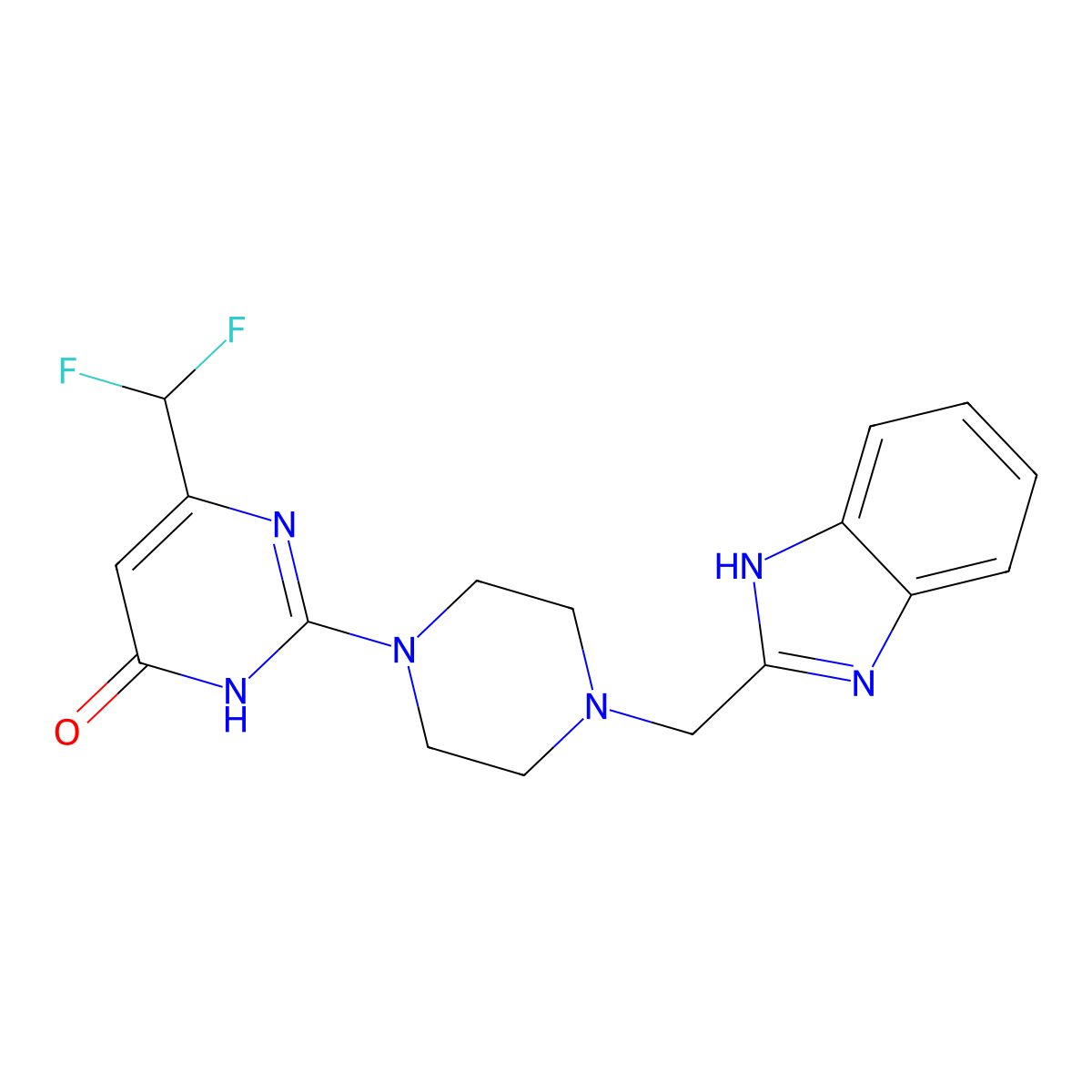 2-{4-[(1H-1,3-benzodiazol-2-yl)methyl]piperazin-1-yl}-6-(difluoromethyl)-3,4-dihydropyrimidin-4-one molecular structure, CAS 2741921-60-6