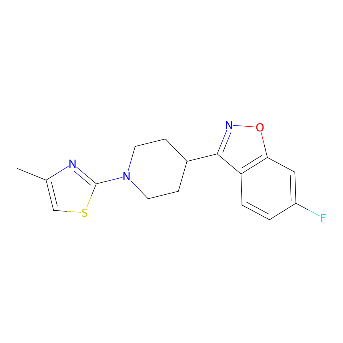 6-Fluoro-3-[1-(4-methyl-1,3-thiazol-2-yl)piperidin-4-yl]-1,2-benzoxazole molecular structure, CAS 2741921-62-8