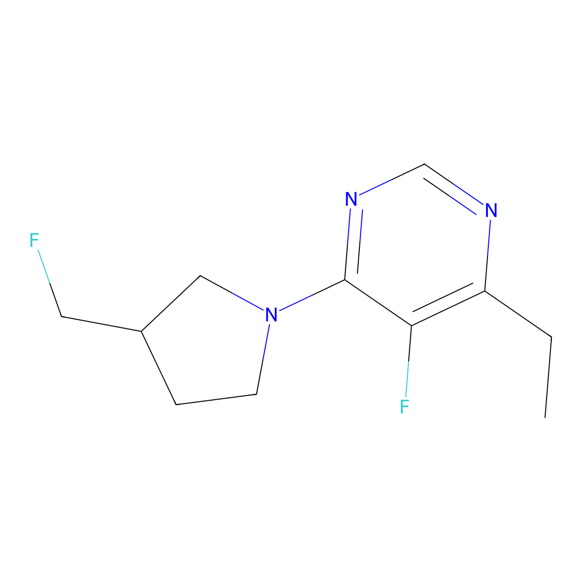 4-Ethyl-5-fluoro-6-[3-(fluoromethyl)pyrrolidin-1-yl]pyrimidine molecular structure, CAS 2741921-64-0