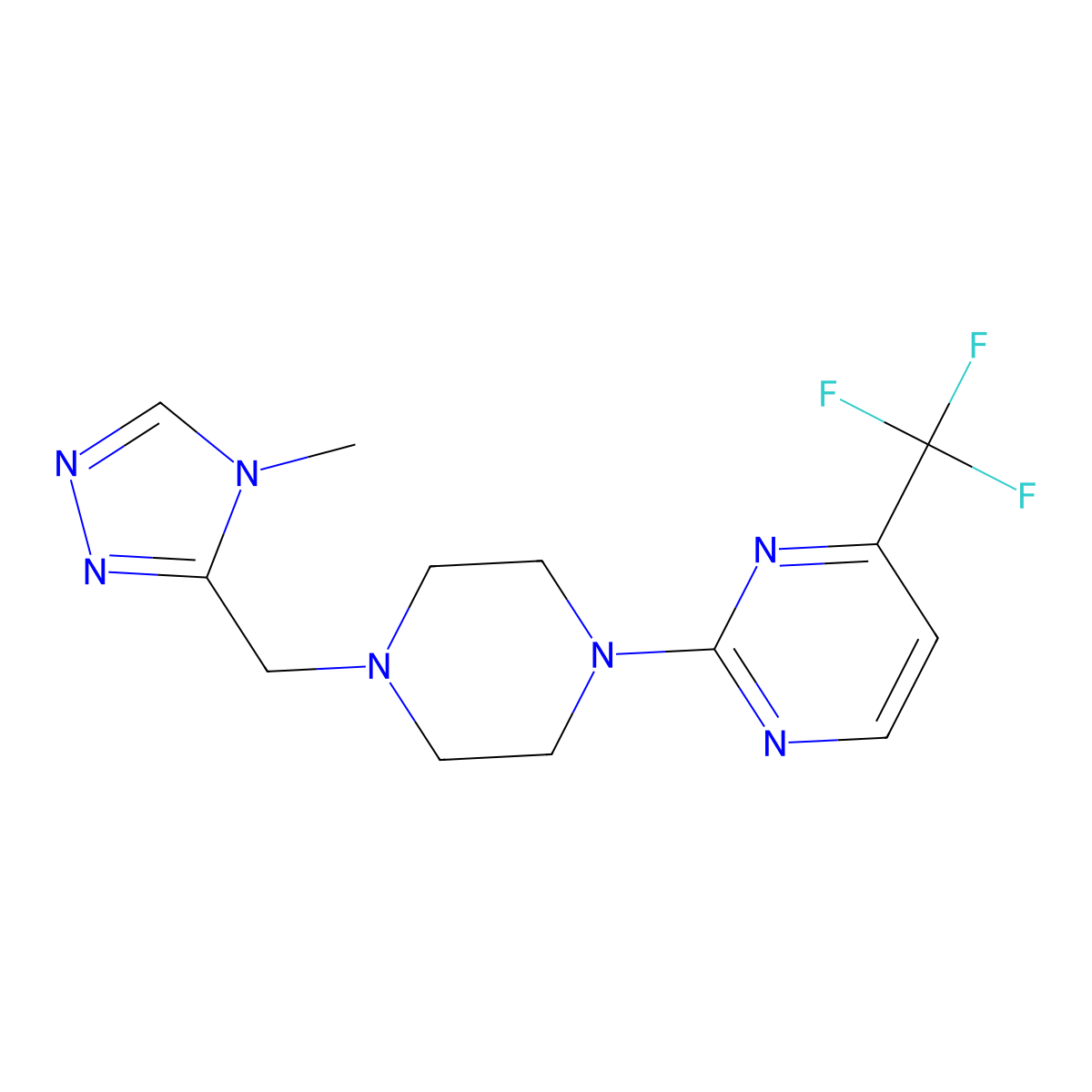 2-{4-[(4-methyl-4H-1,2,4-triazol-3-yl)methyl]piperazin-1-yl}-4-(trifluoromethyl)pyrimidine molecular structure, CAS 2741921-71-9
