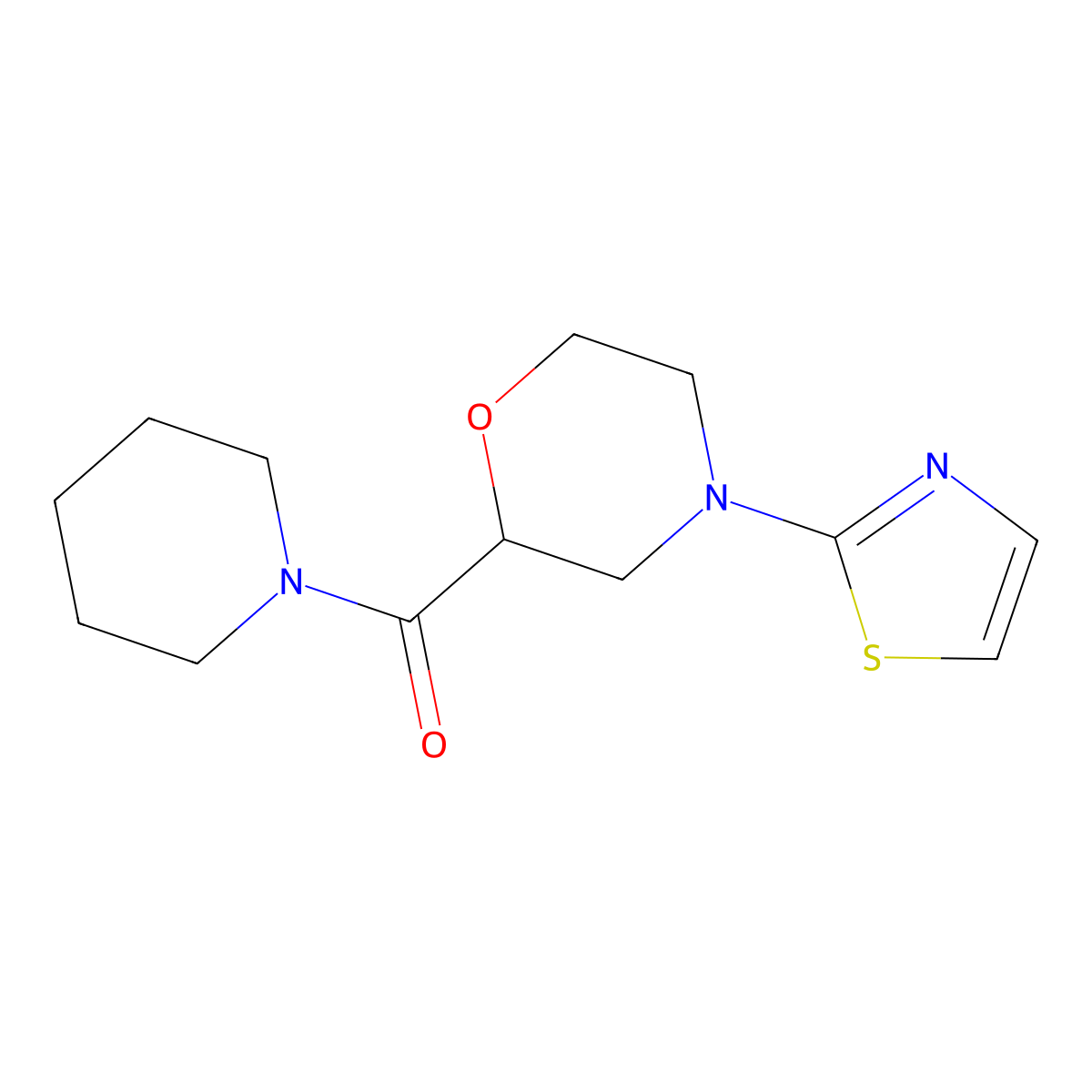 2-(Piperidine-1-carbonyl)-4-(1,3-thiazol-2-yl)morpholine molecular structure, CAS 2741921-72-0