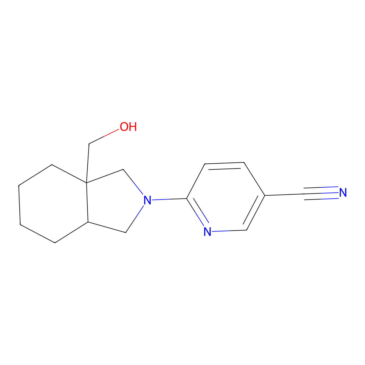 6-[3a-(hydroxymethyl)-octahydro-1H-isoindol-2-yl]pyridine-3-carbonitrile molecular structure, CAS 2741921-76-4