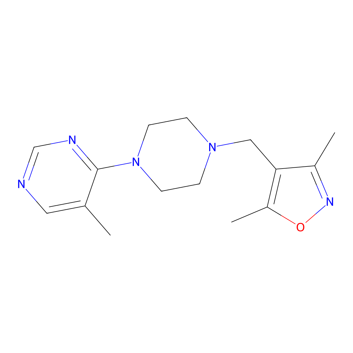 4-{4-[(3,5-Dimethyl-1,2-oxazol-4-yl)methyl]piperazin-1-yl}-5-methylpyrimidine molecular structure, CAS 2741921-77-5