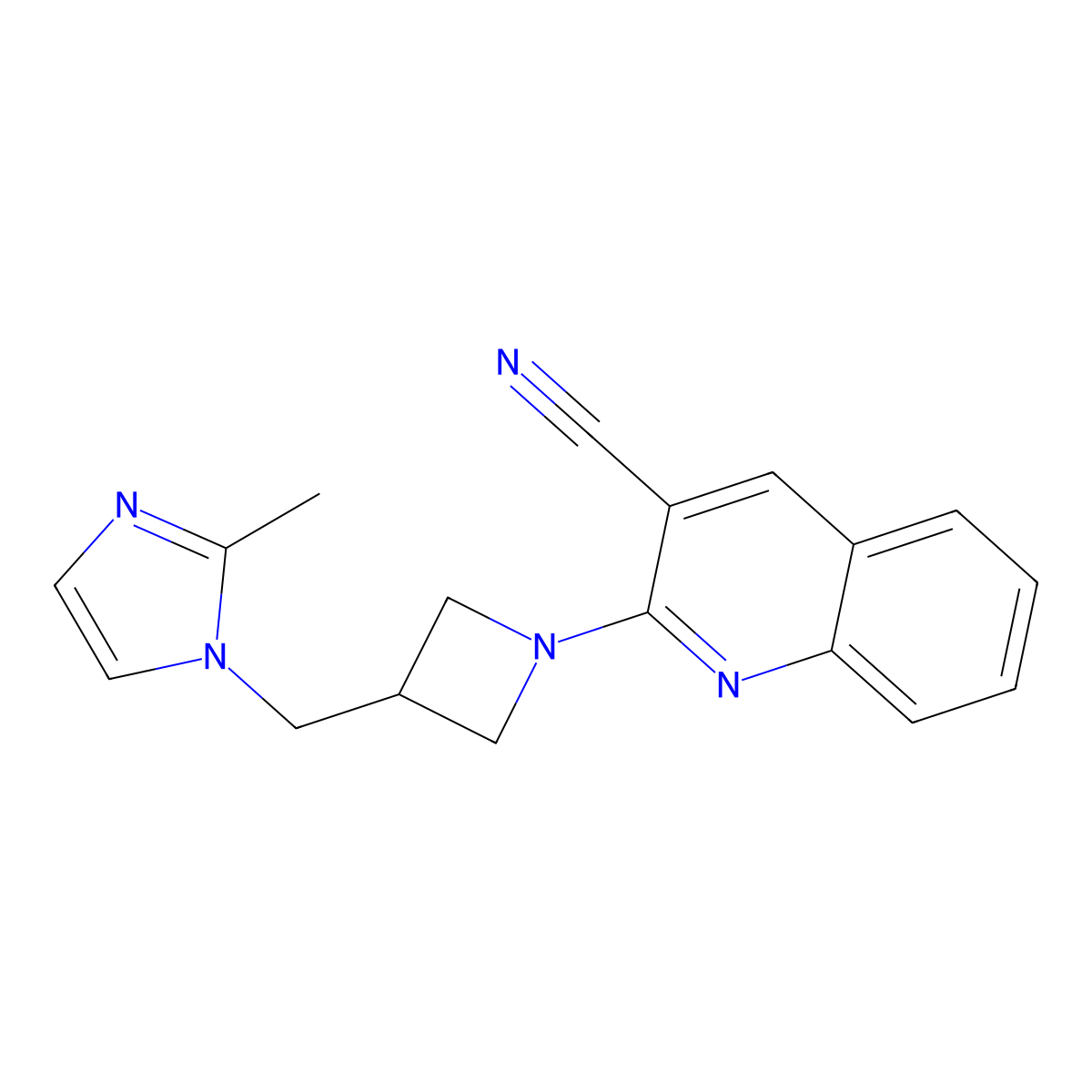 2-{3-[(2-methyl-1H-imidazol-1-yl)methyl]azetidin-1-yl}quinoline-3-carbonitrile molecular structure, CAS 2741921-81-1