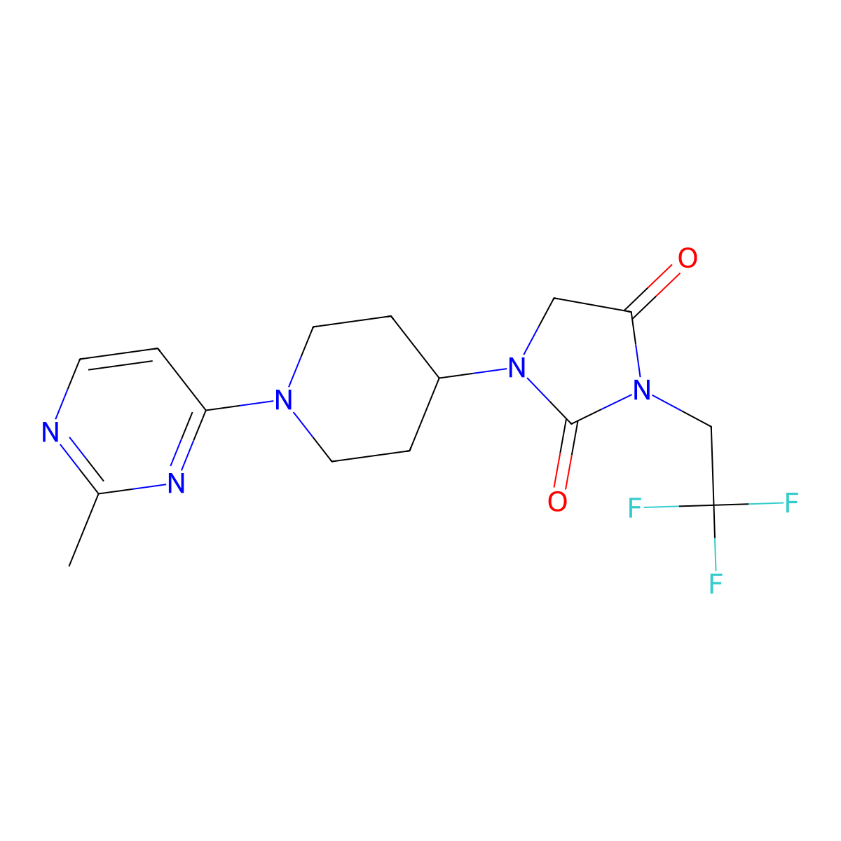 1-[1-(2-Methylpyrimidin-4-yl)piperidin-4-yl]-3-(2,2,2-trifluoroethyl)imidazolidine-2,4-dione molecular structure, CAS 2741921-87-7