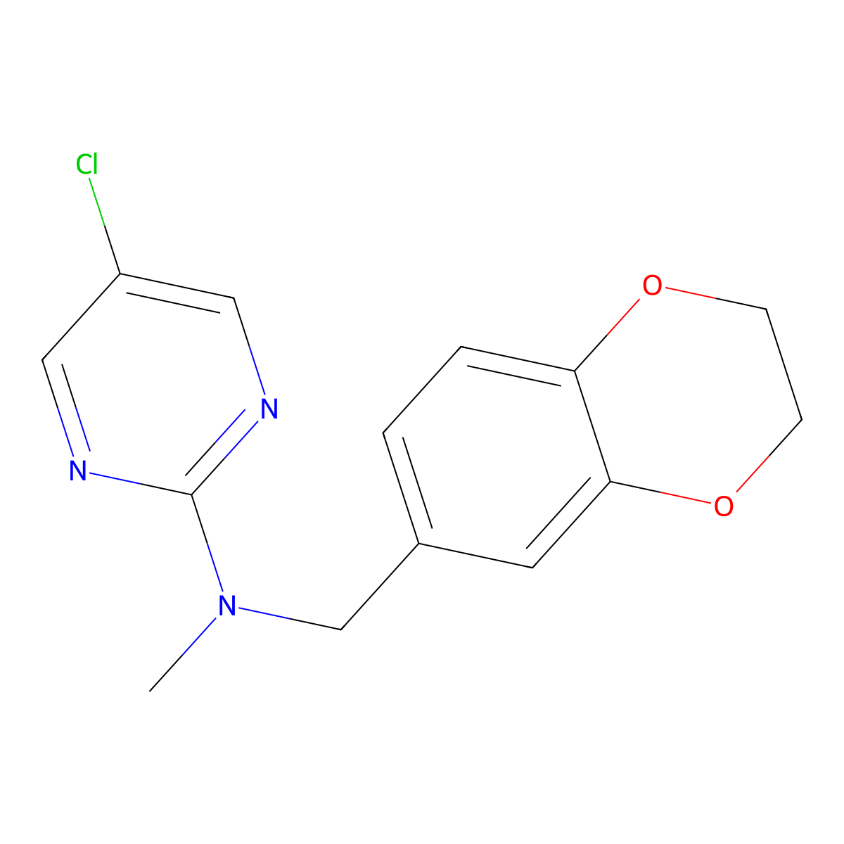 5-chloro-N-[(2,3-dihydro-1,4-benzodioxin-6-yl)methyl]-N-methylpyrimidin-2-amine molecular structure, CAS 2741921-89-9