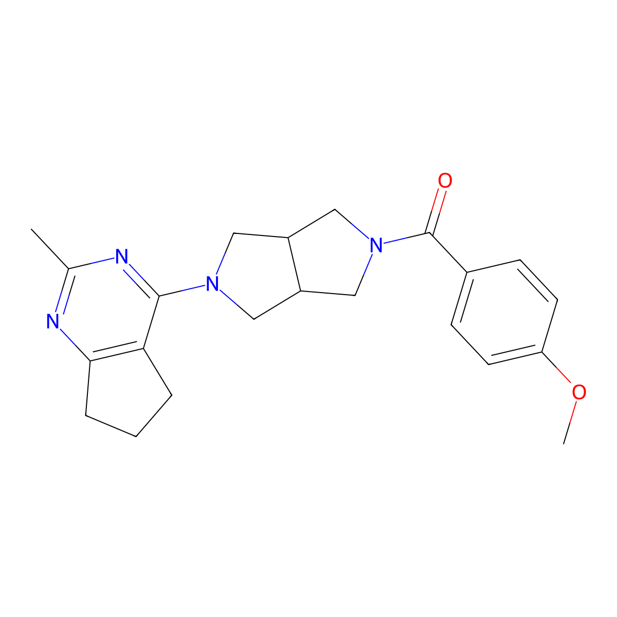 2-(4-methoxybenzoyl)-5-{2-methyl-5H,6H,7H-cyclopenta[d]pyrimidin-4-yl}-octahydropyrrolo[3,4-c]pyrrole molecular structure, CAS 2741921-92-4