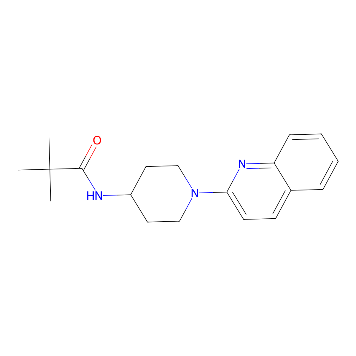 2,2-dimethyl-N-[1-(quinolin-2-yl)piperidin-4-yl]propanamide molecular structure, CAS 2741921-97-9
