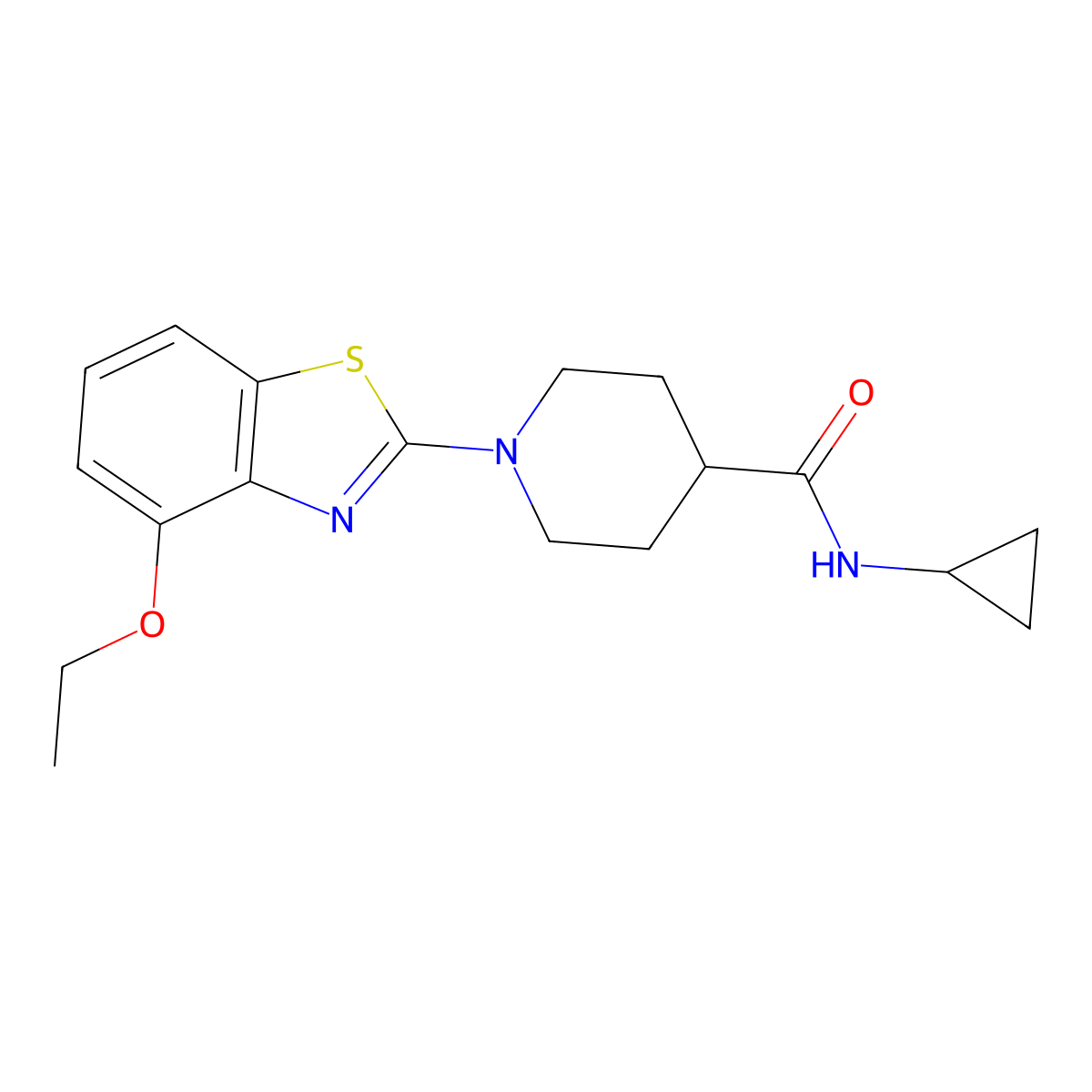 N-cyclopropyl-1-(4-ethoxy-1,3-benzothiazol-2-yl)piperidine-4-carboxamide molecular structure, CAS 2741921-98-0