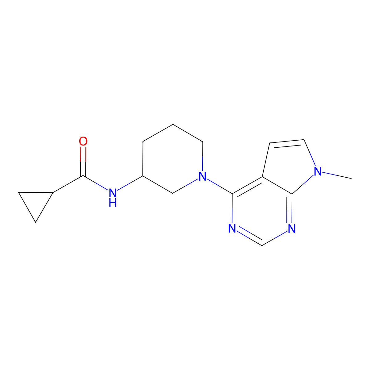 N-(1-{7-methyl-7H-pyrrolo[2,3-d]pyrimidin-4-yl}piperidin-3-yl)cyclopropanecarboxamide molecular structure, CAS 2741922-00-7