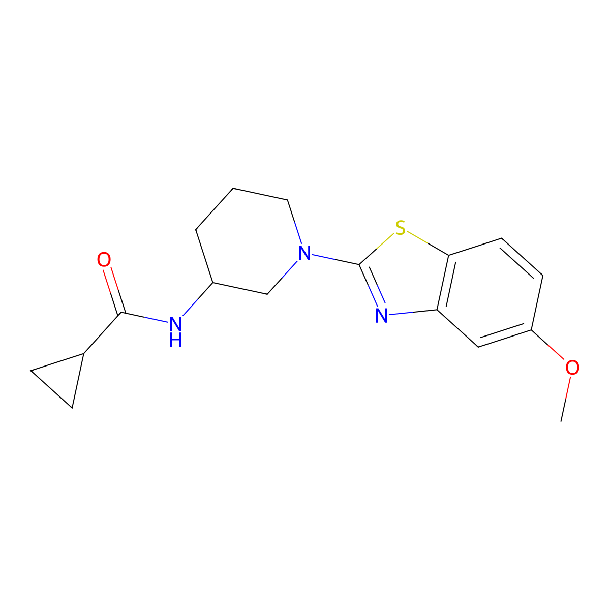 N-[1-(5-methoxy-1,3-benzothiazol-2-yl)piperidin-3-yl]cyclopropanecarboxamide molecular structure, CAS 2741922-02-9
