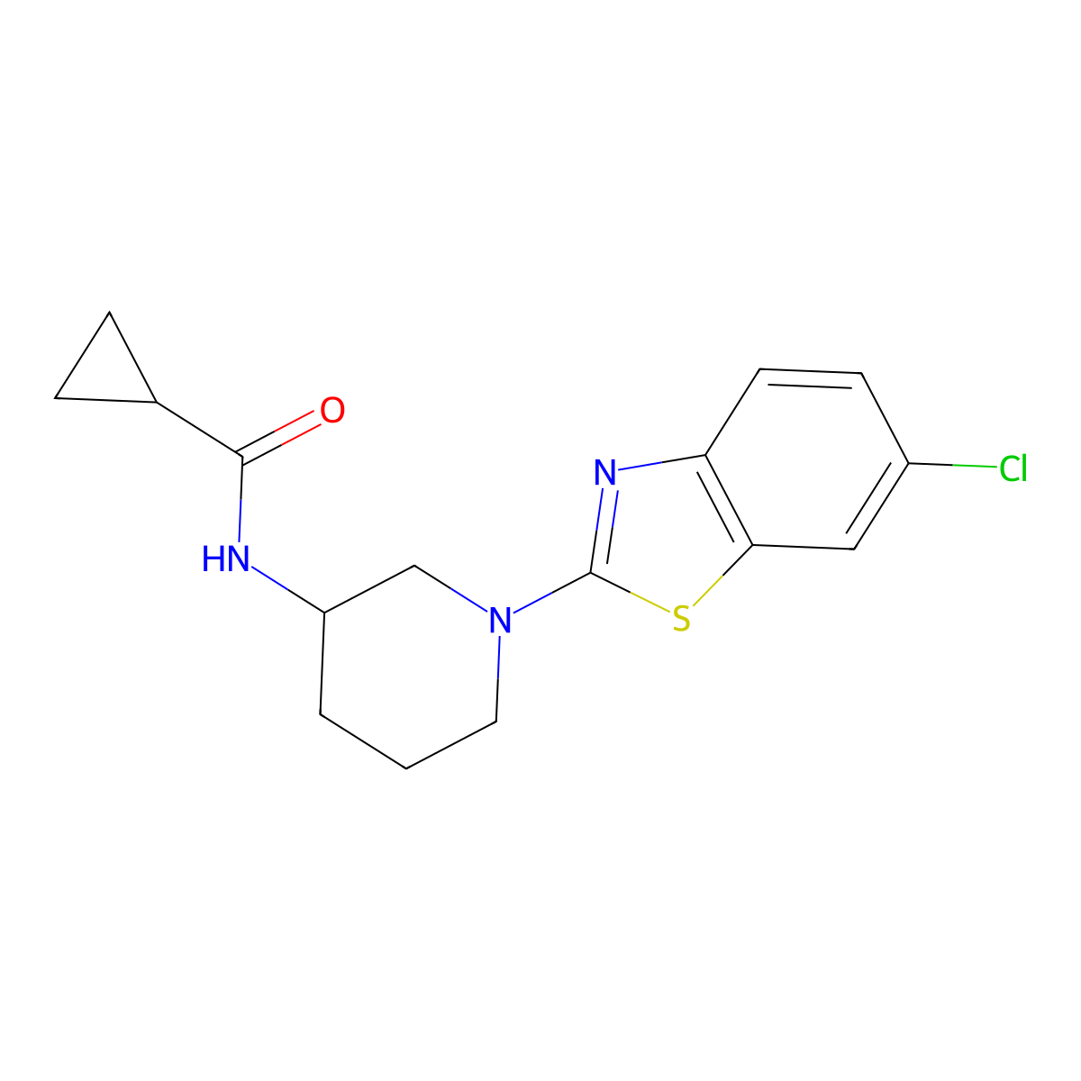 N-[1-(6-chloro-1,3-benzothiazol-2-yl)piperidin-3-yl]cyclopropanecarboxamide molecular structure, CAS 2741922-06-3