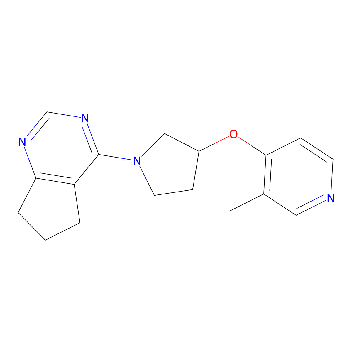 4-[(1-{5H,6H,7H-cyclopenta[d]pyrimidin-4-yl}pyrrolidin-3-yl)oxy]-3-methylpyridine molecular structure, CAS 2741922-08-5