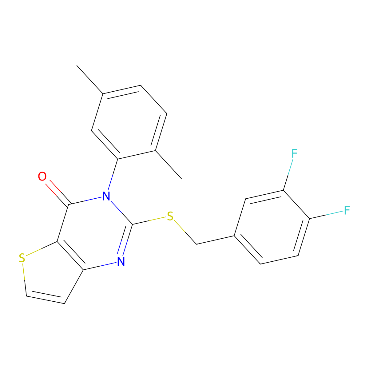 2-{[(3,4-difluorophenyl)methyl]sulfanyl}-3-(2,5-dimethylphenyl)-3H,4H-thieno[3,2-d]pyrimidin-4-one molecular structure, CAS 2741922-10-9