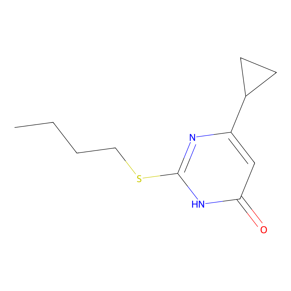 2-(Butylsulfanyl)-6-cyclopropyl-3,4-dihydropyrimidin-4-one molecular structure, CAS 2741922-11-0