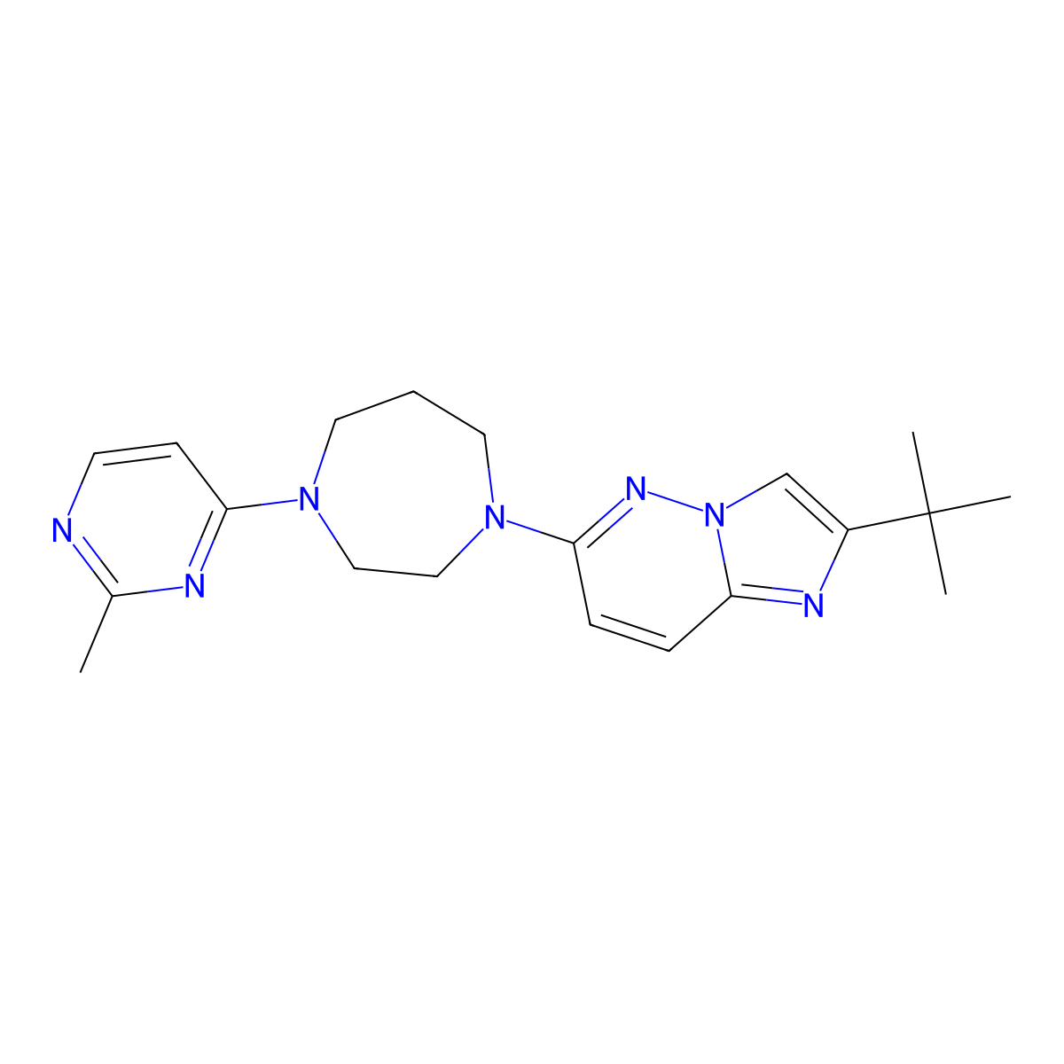 1-{2-Tert-butylimidazo[1,2-b]pyridazin-6-yl}-4-(2-methylpyrimidin-4-yl)-1,4-diazepane molecular structure, CAS 2741922-20-1