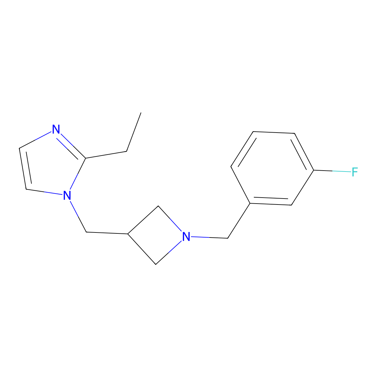 2-ethyl-1-({1-[(3-fluorophenyl)methyl]azetidin-3-yl}methyl)-1H-imidazole molecular structure, CAS 2741922-25-6