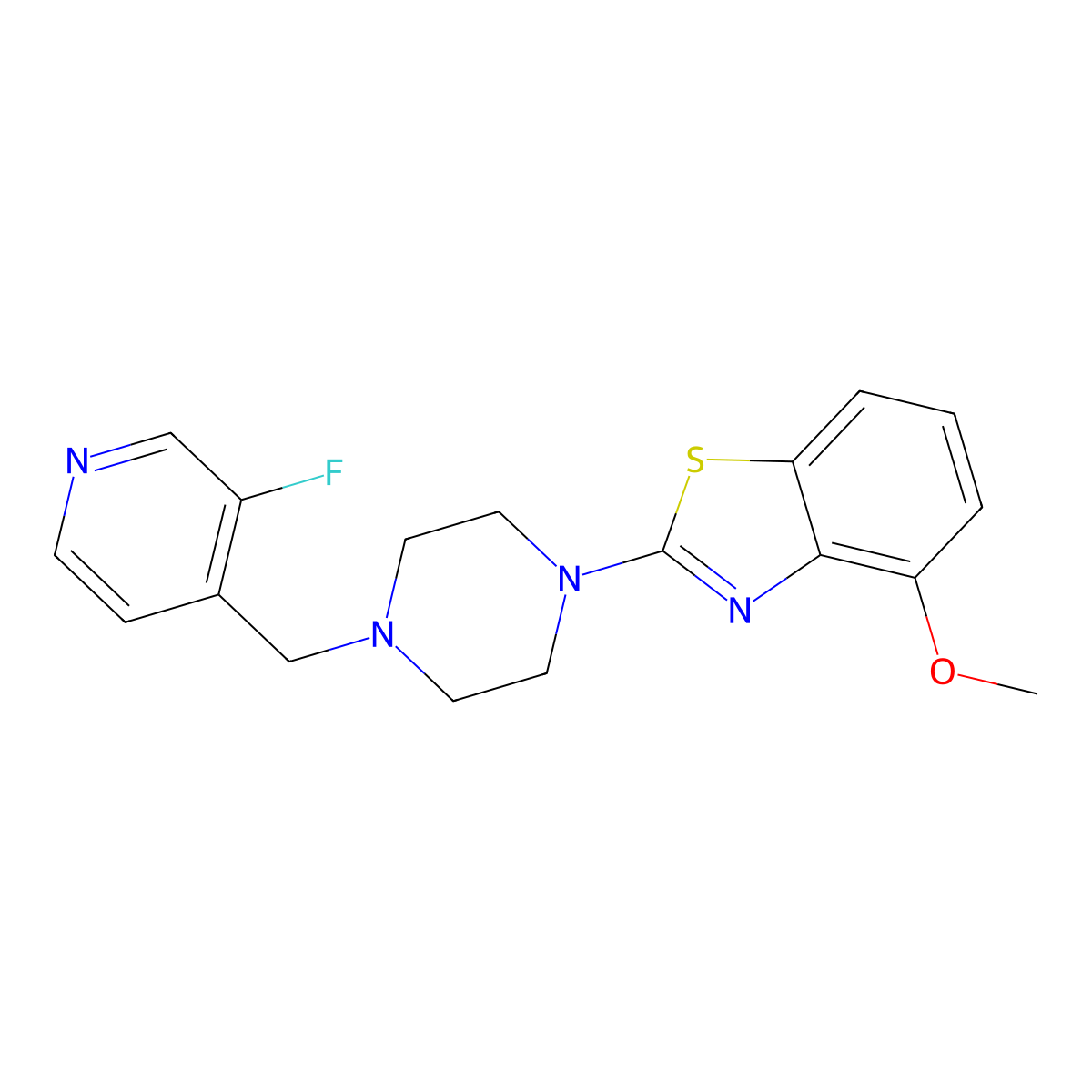 2-{4-[(3-Fluoropyridin-4-yl)methyl]piperazin-1-yl}-4-methoxy-1,3-benzothiazole molecular structure, CAS 2741922-26-7