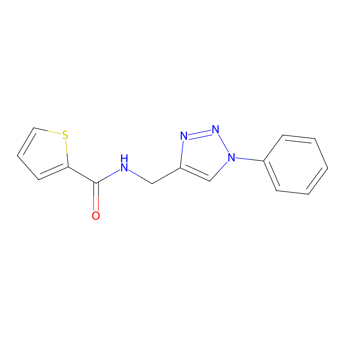 N-[(1-phenyltriazol-4-yl)methyl]thiophene-2-carboxamide molecular structure, CAS 2741922-32-5