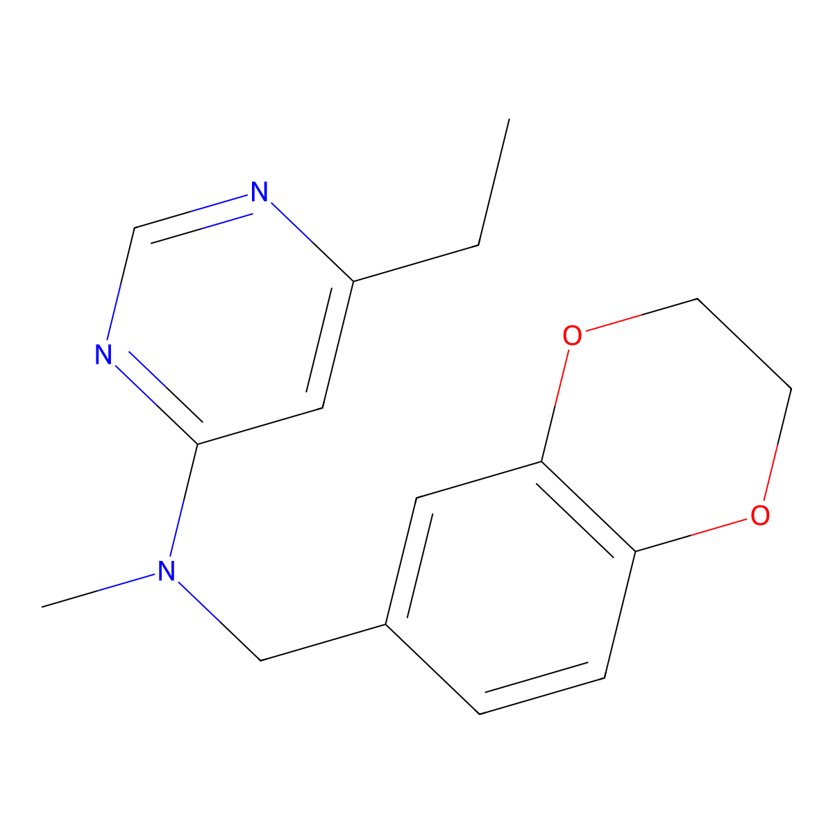 N-[(2,3-dihydro-1,4-benzodioxin-6-yl)methyl]-6-ethyl-N-methylpyrimidin-4-amine molecular structure, CAS 2741922-34-7