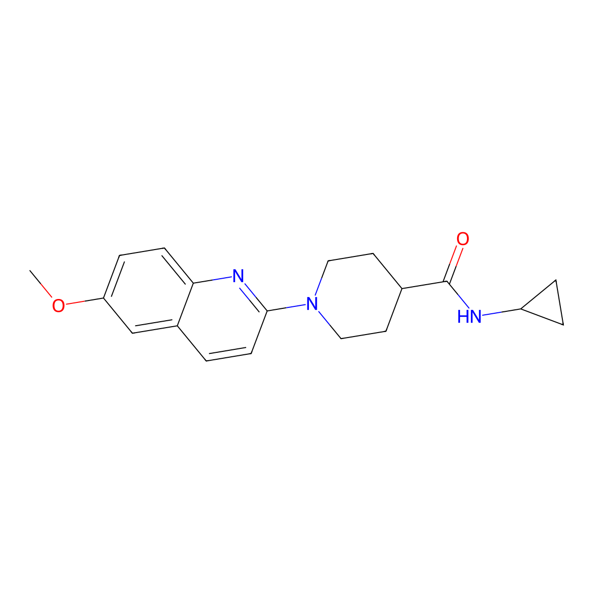 N-cyclopropyl-1-(6-methoxyquinolin-2-yl)piperidine-4-carboxamide molecular structure, CAS 2741922-38-1