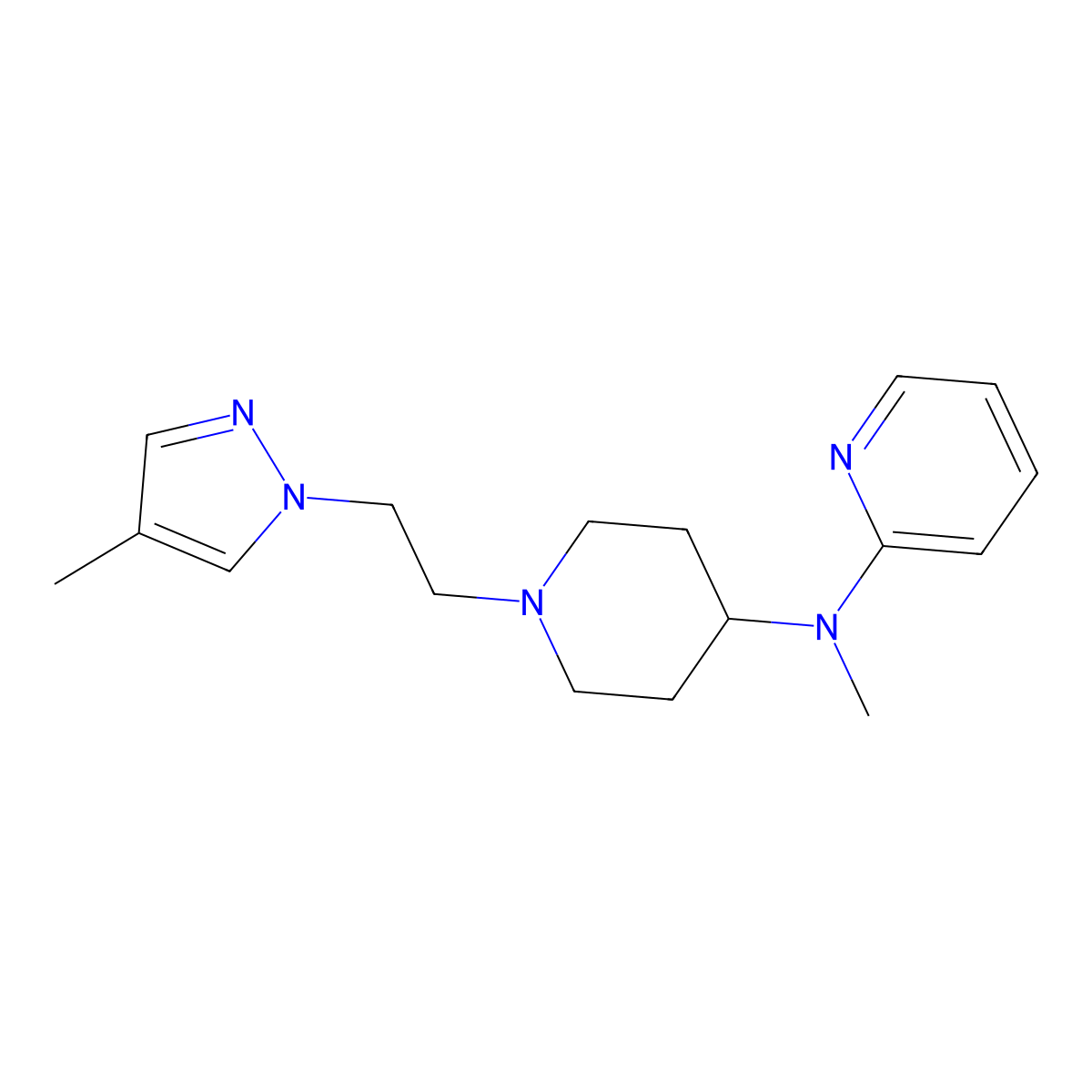 N-methyl-N-{1-[2-(4-methyl-1H-pyrazol-1-yl)ethyl]piperidin-4-yl}pyridin-2-amine molecular structure, CAS 2741922-41-6