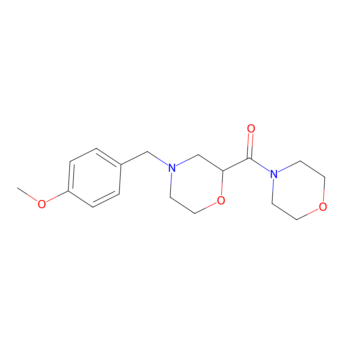 4-[(4-Methoxyphenyl)methyl]-2-(morpholine-4-carbonyl)morpholine molecular structure, CAS 2741922-42-7