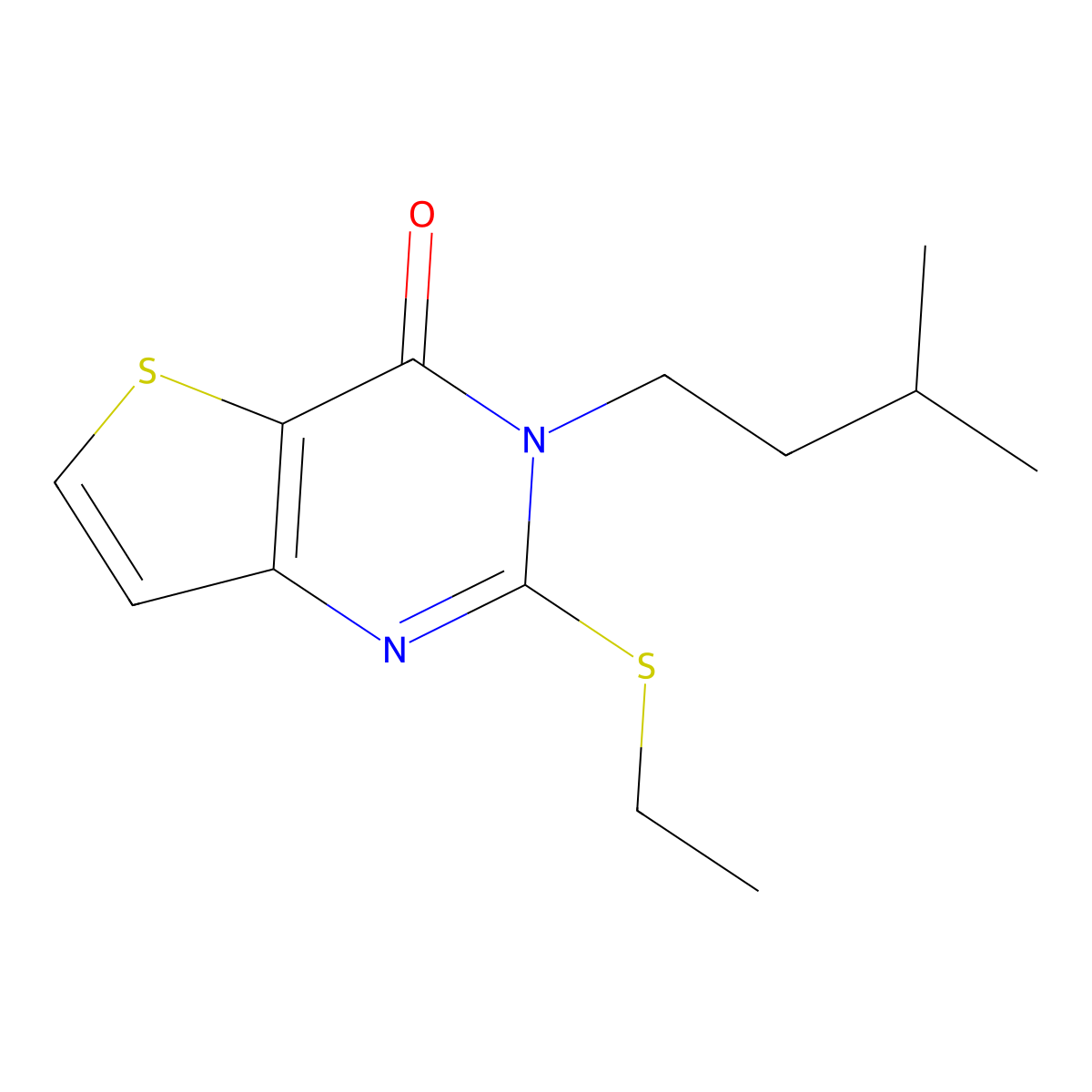 2-(ethylsulfanyl)-3-(3-methylbutyl)-3H,4H-thieno[3,2-d]pyrimidin-4-one molecular structure, CAS 2741922-46-1