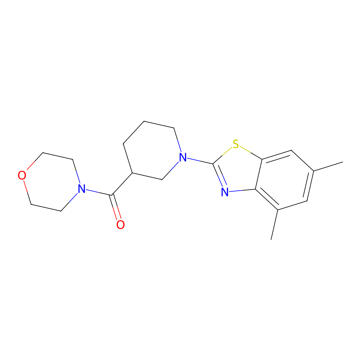 4,6-Dimethyl-2-[3-(morpholine-4-carbonyl)piperidin-1-yl]-1,3-benzothiazole molecular structure, CAS 2741922-54-1