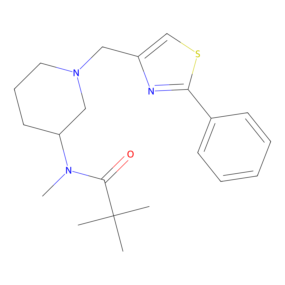 N,2,2-trimethyl-N-{1-[(2-phenyl-1,3-thiazol-4-yl)methyl]piperidin-3-yl}propanamide molecular structure, CAS 2741922-61-0