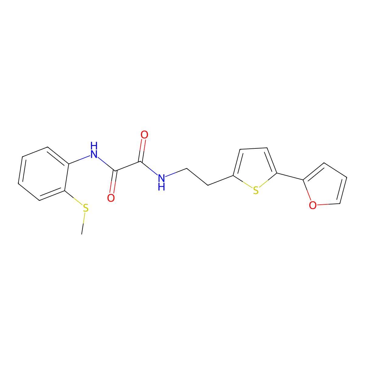N-{2-[5-(furan-2-yl)thiophen-2-yl]ethyl}-N'-[2-(methylsulfanyl)phenyl]ethanediamide molecular structure, CAS 2741922-64-3