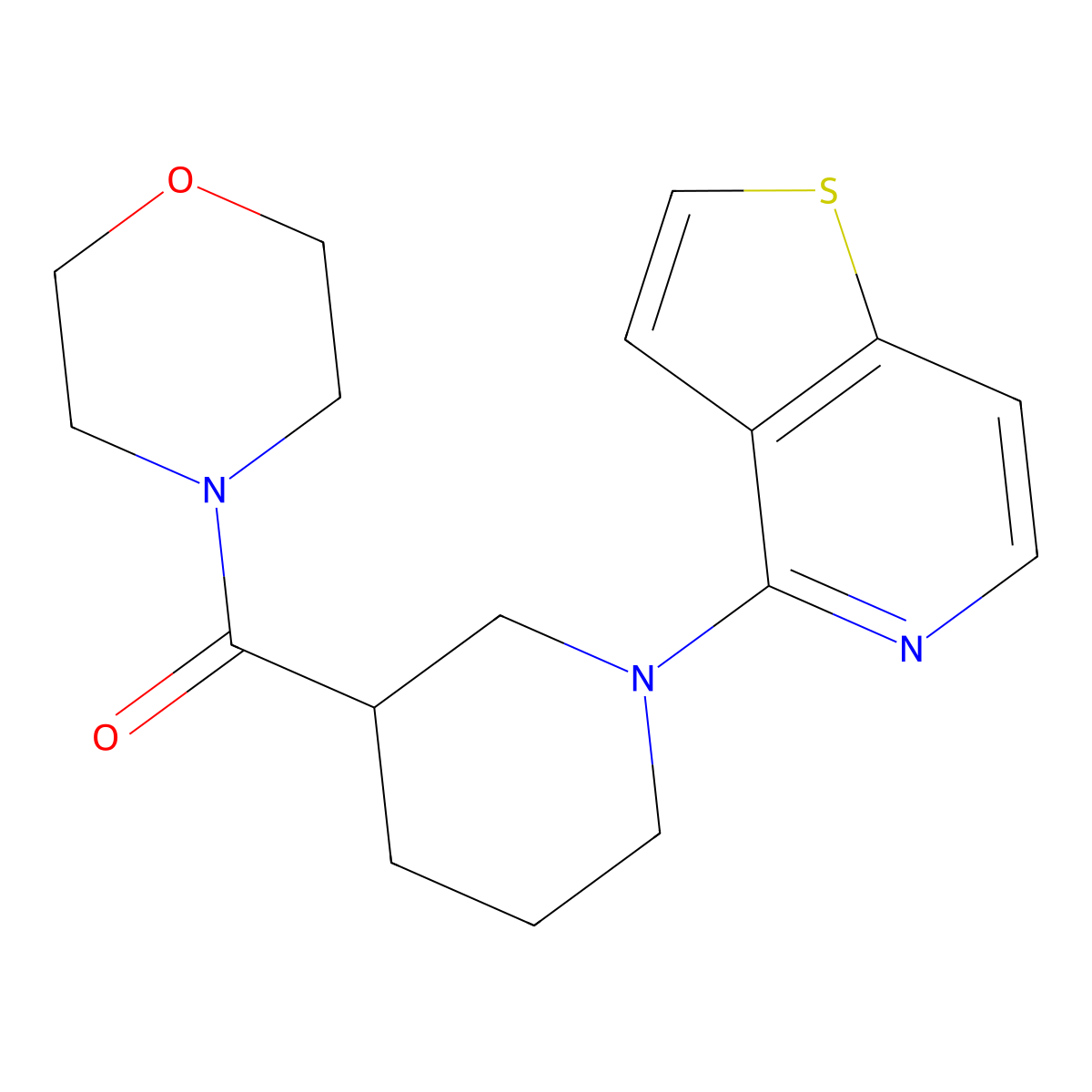 4-(1-{Thieno[3,2-c]pyridin-4-yl}piperidine-3-carbonyl)morpholine molecular structure, CAS 2741922-72-3