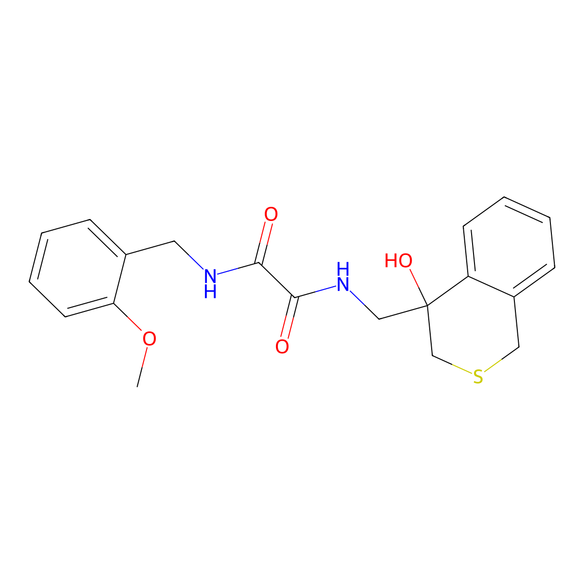 N-[(4-hydroxy-3,4-dihydro-1H-2-benzothiopyran-4-yl)methyl]-N'-[(2-methoxyphenyl)methyl]ethanediamide molecular structure, CAS 2741922-73-4