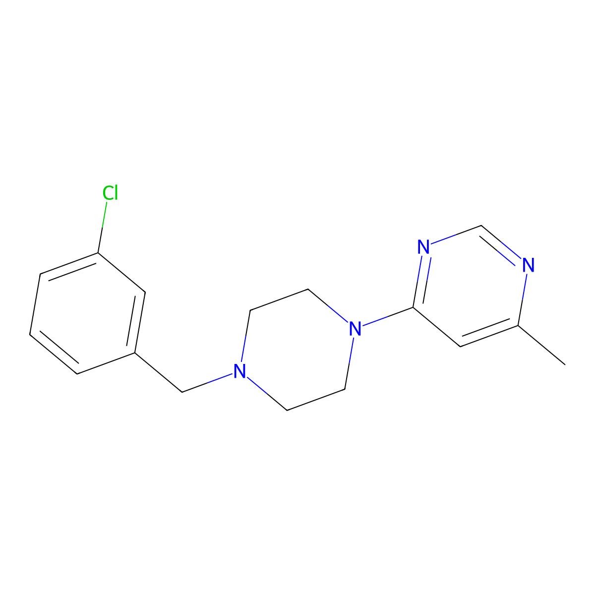 4-{4-[(3-Chlorophenyl)methyl]piperazin-1-yl}-6-methylpyrimidine molecular structure, CAS 2741922-82-5