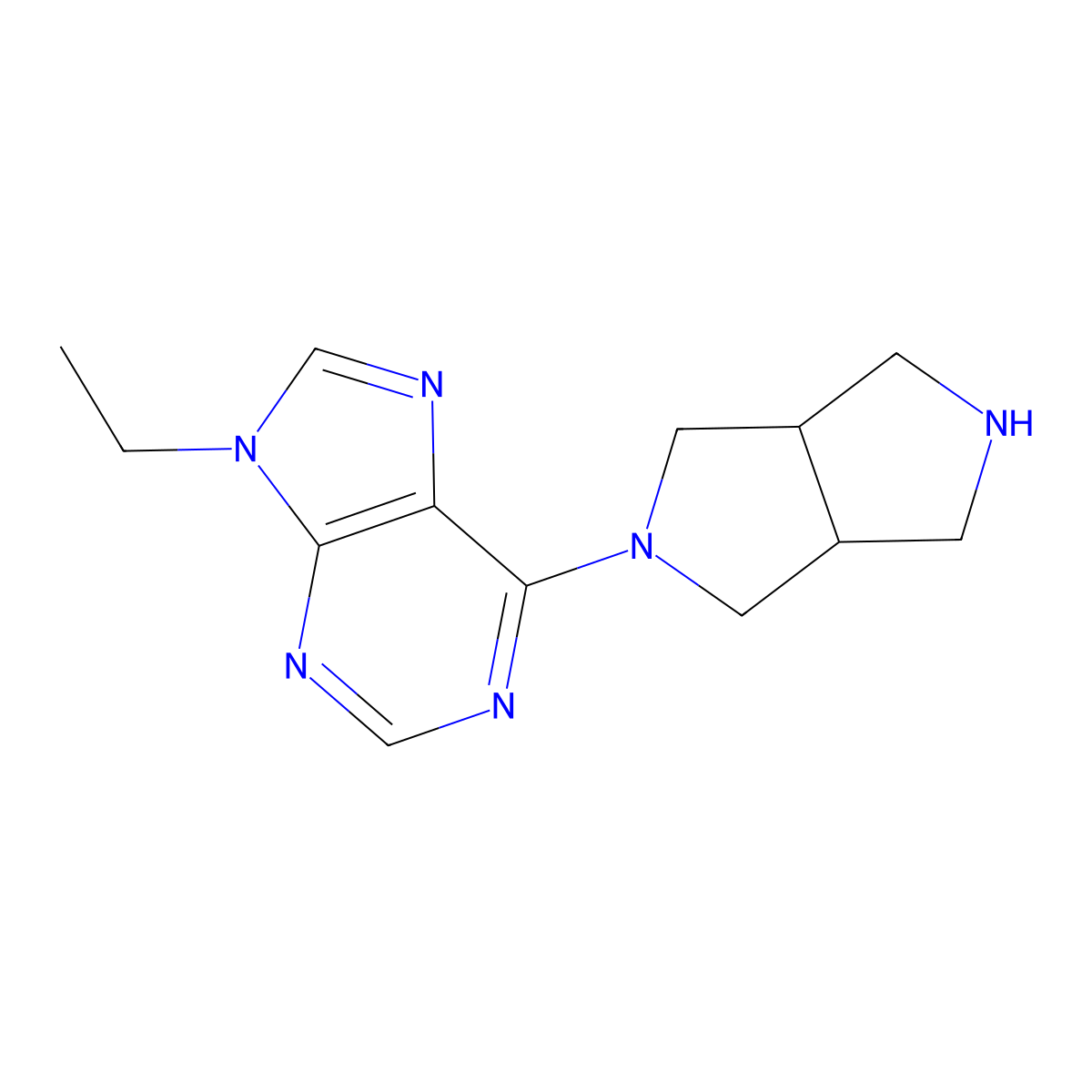 9-ethyl-6-{octahydropyrrolo[3,4-c]pyrrol-2-yl}-9H-purine molecular structure, CAS 2741922-83-6