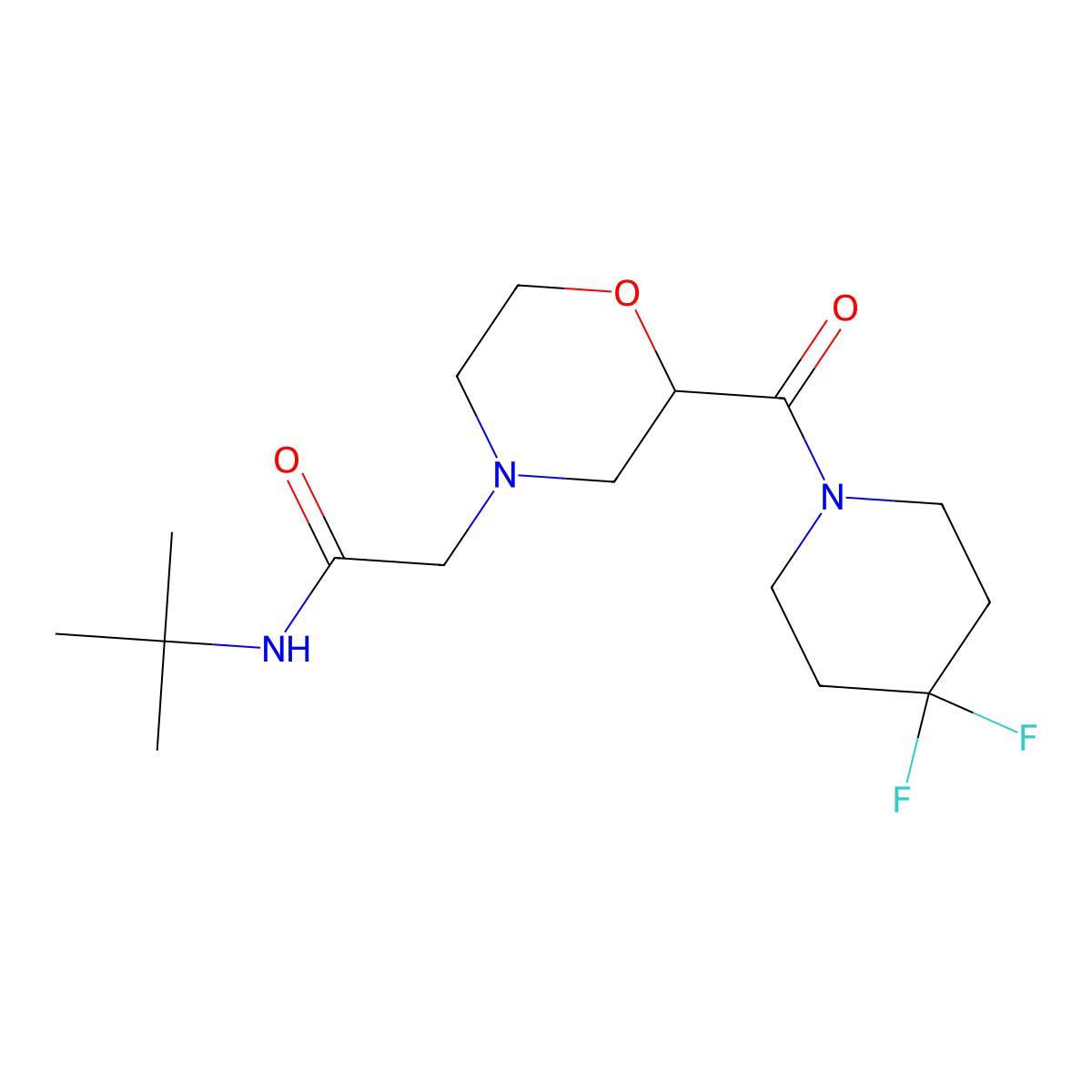 N-tert-butyl-2-[2-(4,4-difluoropiperidine-1-carbonyl)morpholin-4-yl]acetamide molecular structure, CAS 2741922-84-7