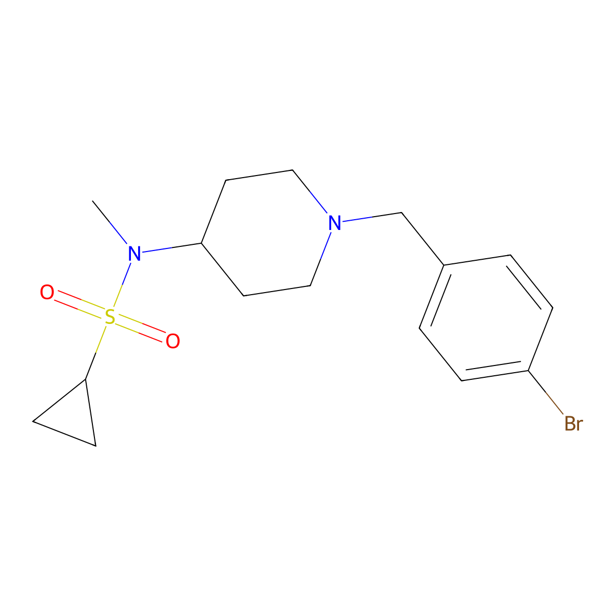 N-{1-[(4-bromophenyl)methyl]piperidin-4-yl}-N-methylcyclopropanesulfonamide molecular structure, CAS 2741922-85-8