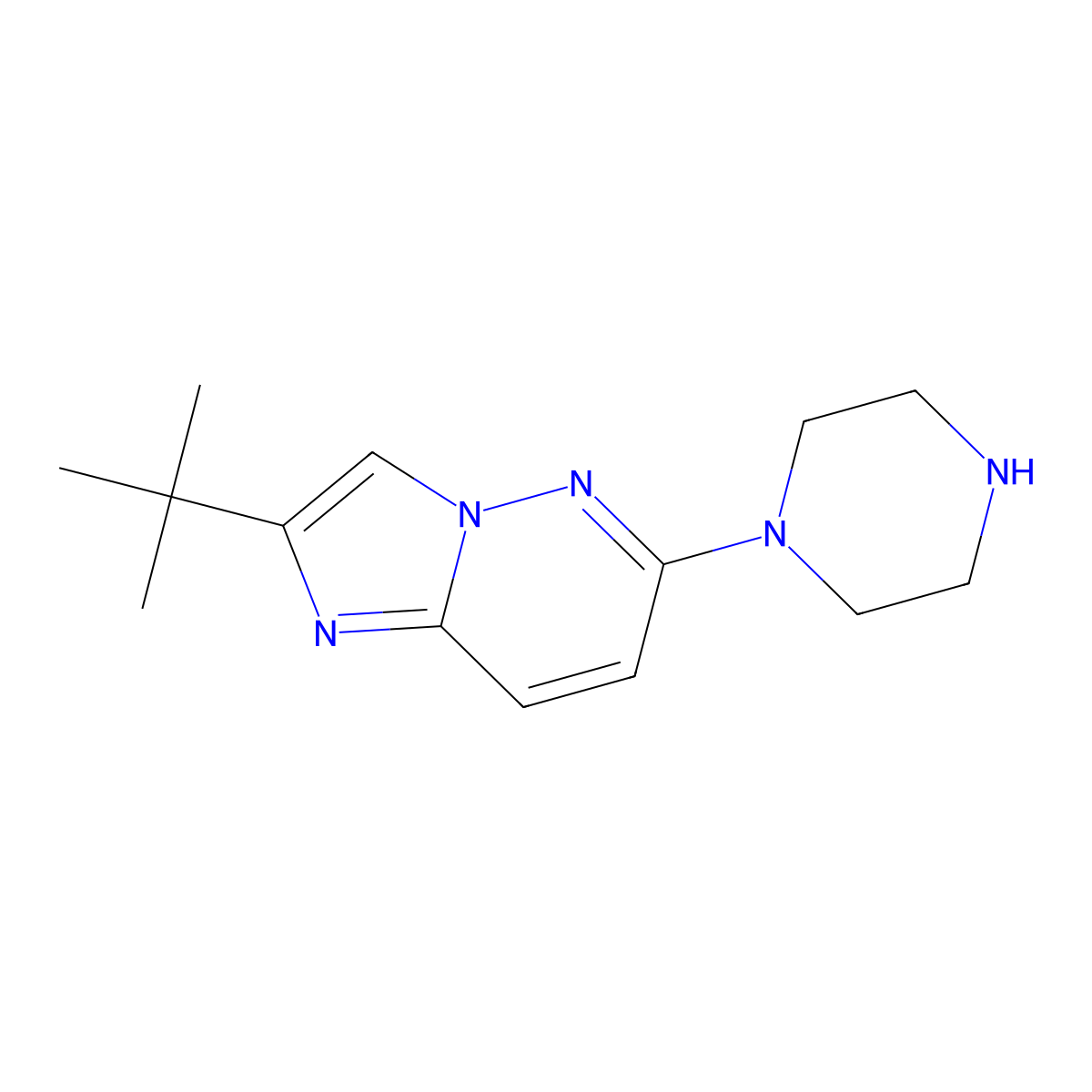 1-{2-Tert-butylimidazo[1,2-b]pyridazin-6-yl}piperazine molecular structure, CAS 2741922-86-9
