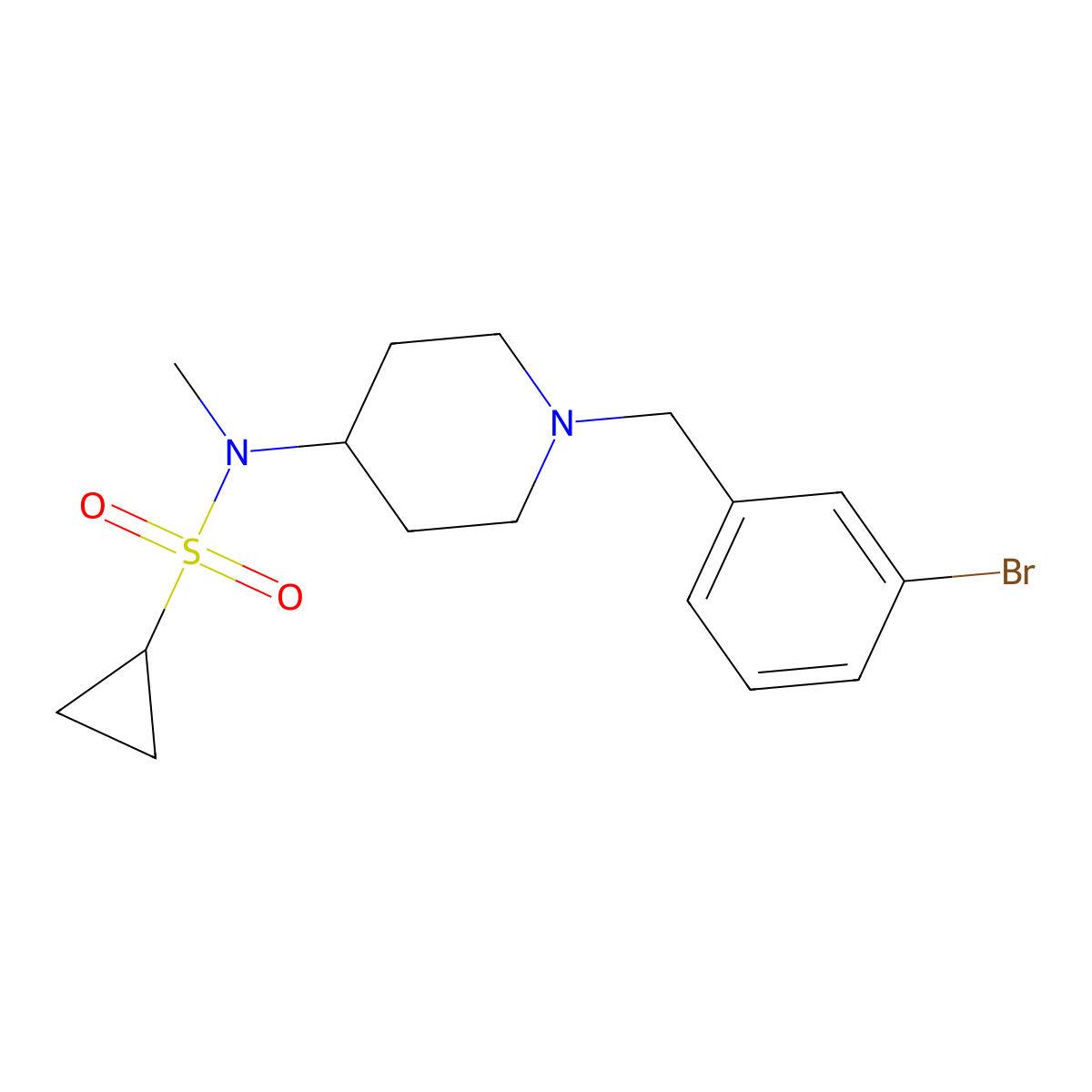 N-{1-[(3-bromophenyl)methyl]piperidin-4-yl}-N-methylcyclopropanesulfonamide molecular structure, CAS 2741922-87-0