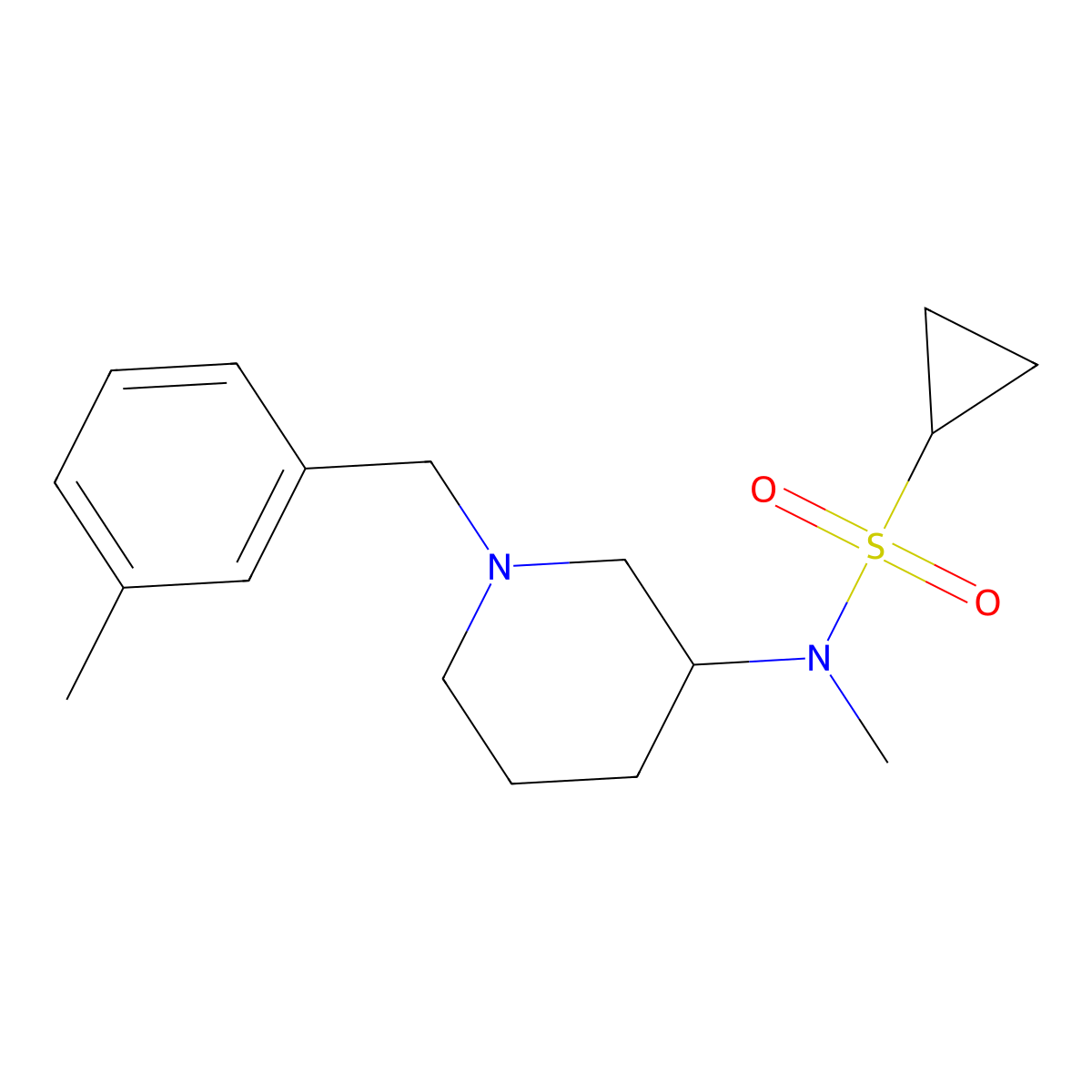 N-methyl-N-{1-[(3-methylphenyl)methyl]piperidin-3-yl}cyclopropanesulfonamide molecular structure, CAS 2741922-90-5