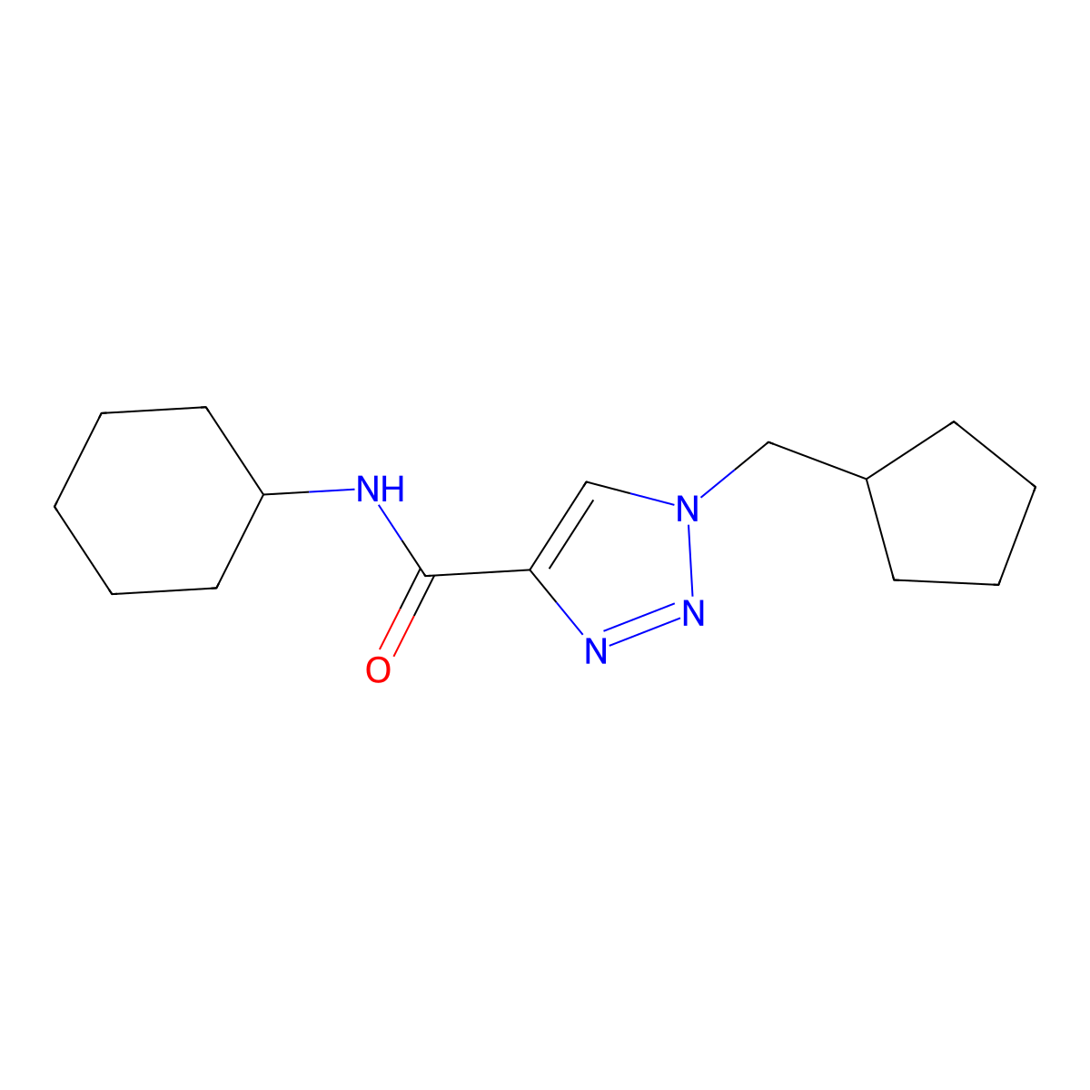 N-cyclohexyl-1-(cyclopentylmethyl)-1H-1,2,3-triazole-4-carboxamide molecular structure, CAS 2741922-93-8