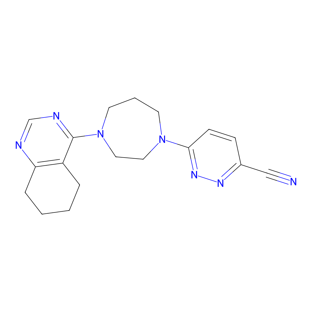 6-[4-(5,6,7,8-Tetrahydroquinazolin-4-yl)-1,4-diazepan-1-yl]pyridazine-3-carbonitrile molecular structure, CAS 2741922-99-4