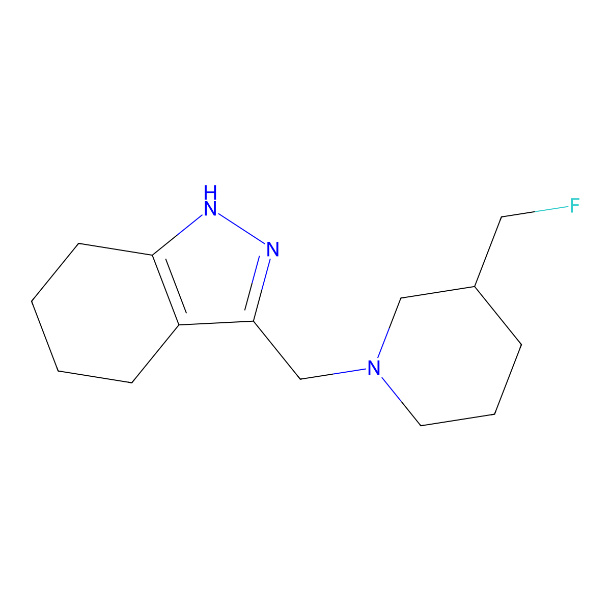 3-{[3-(fluoromethyl)piperidin-1-yl]methyl}-4,5,6,7-tetrahydro-1H-indazole molecular structure, CAS 2741923-00-0