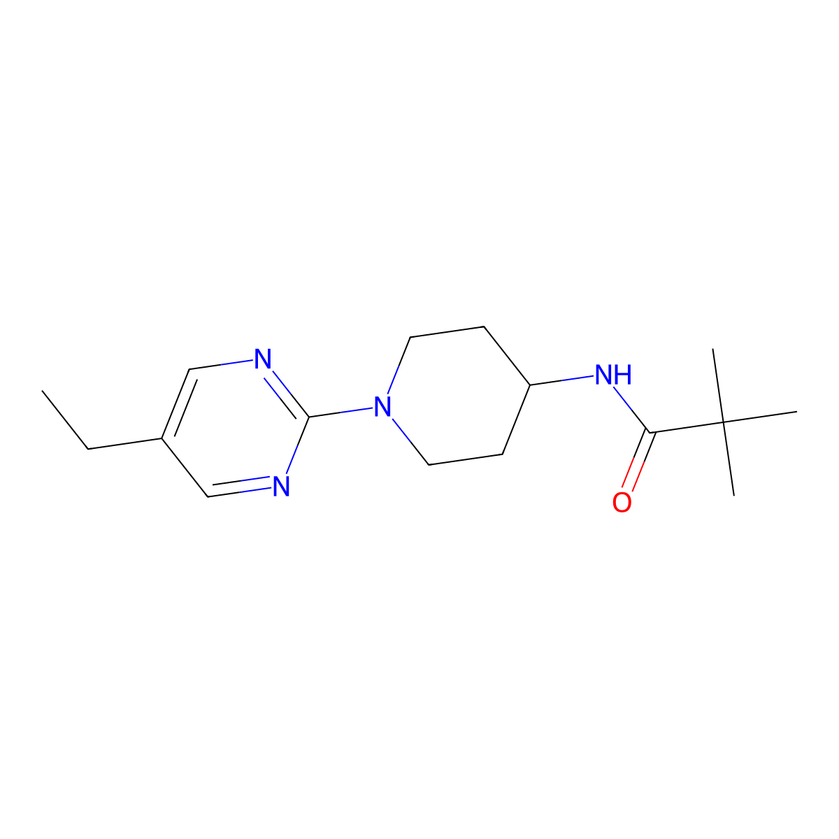 N-[1-(5-ethylpyrimidin-2-yl)piperidin-4-yl]-2,2-dimethylpropanamide molecular structure, CAS 2741923-07-7