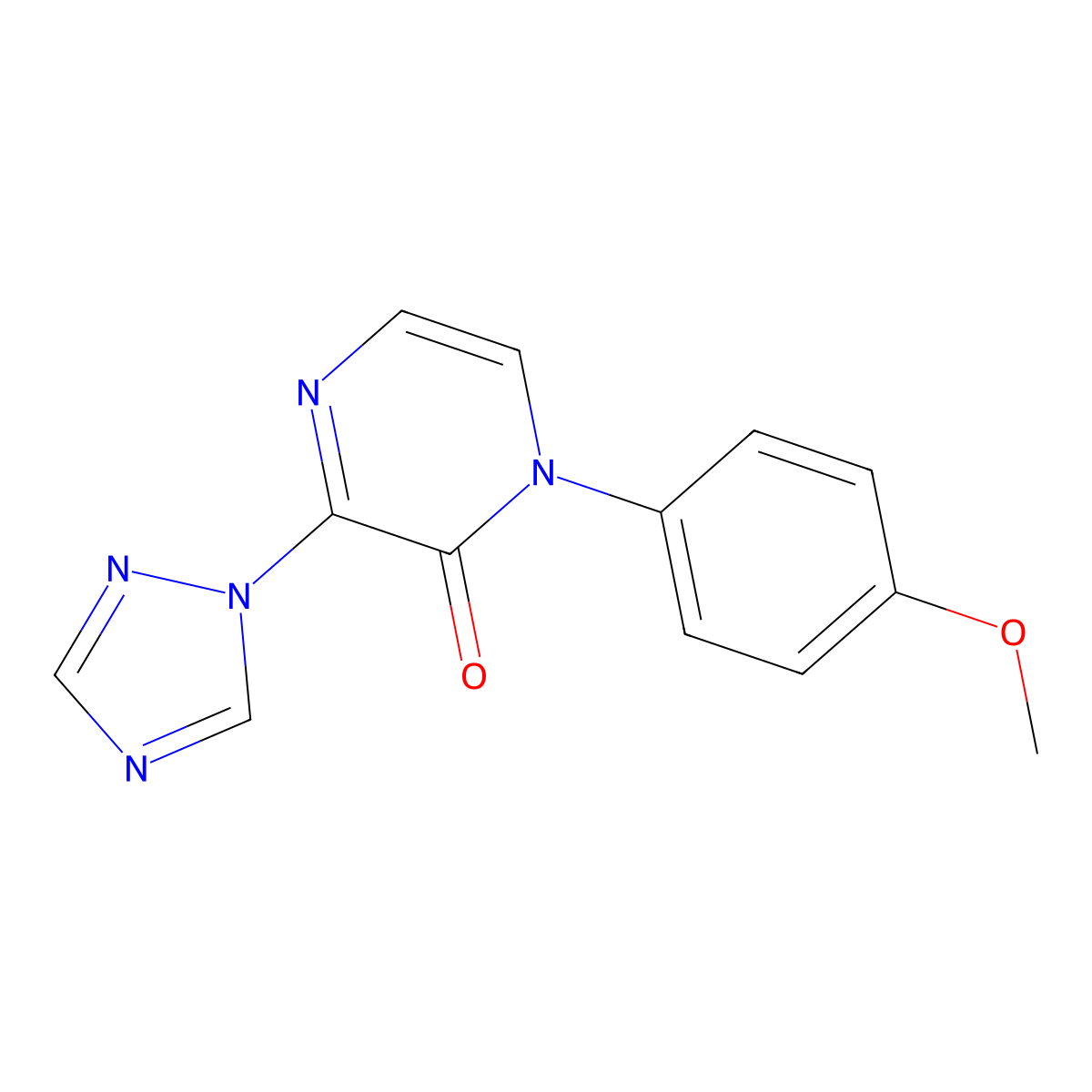 1-(4-methoxyphenyl)-3-(1H-1,2,4-triazol-1-yl)-1,2-dihydropyrazin-2-one molecular structure, CAS 2741923-15-7