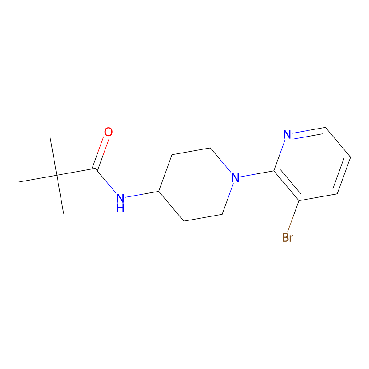 N-[1-(3-bromopyridin-2-yl)piperidin-4-yl]-2,2-dimethylpropanamide molecular structure, CAS 2741923-19-1