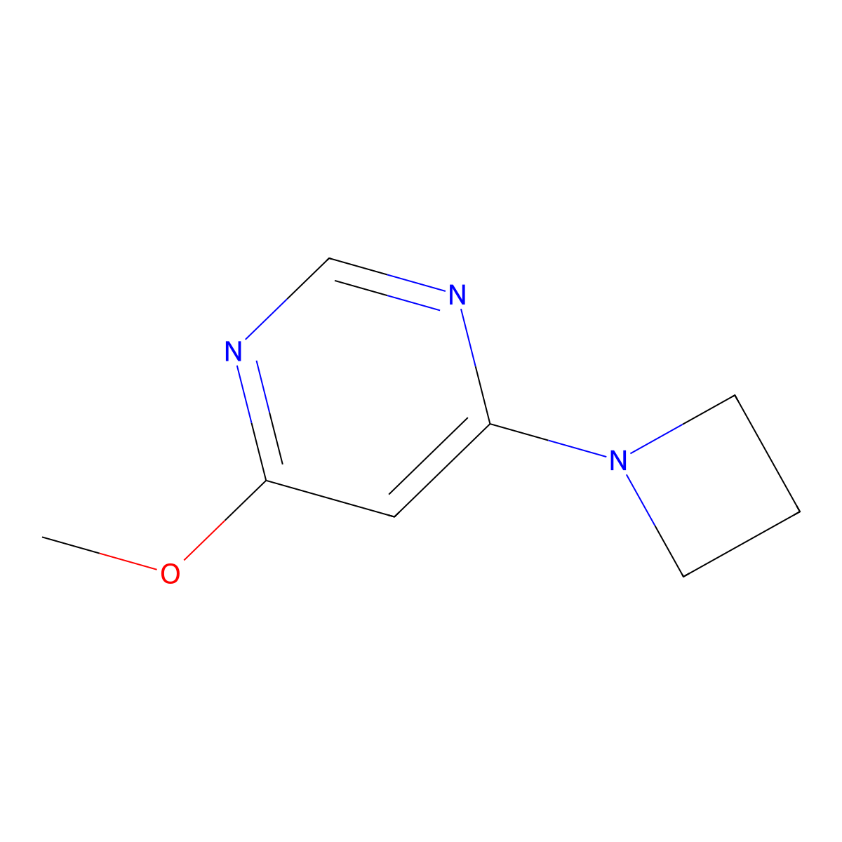4-(Azetidin-1-yl)-6-methoxypyrimidine molecular structure, CAS 2741923-24-8