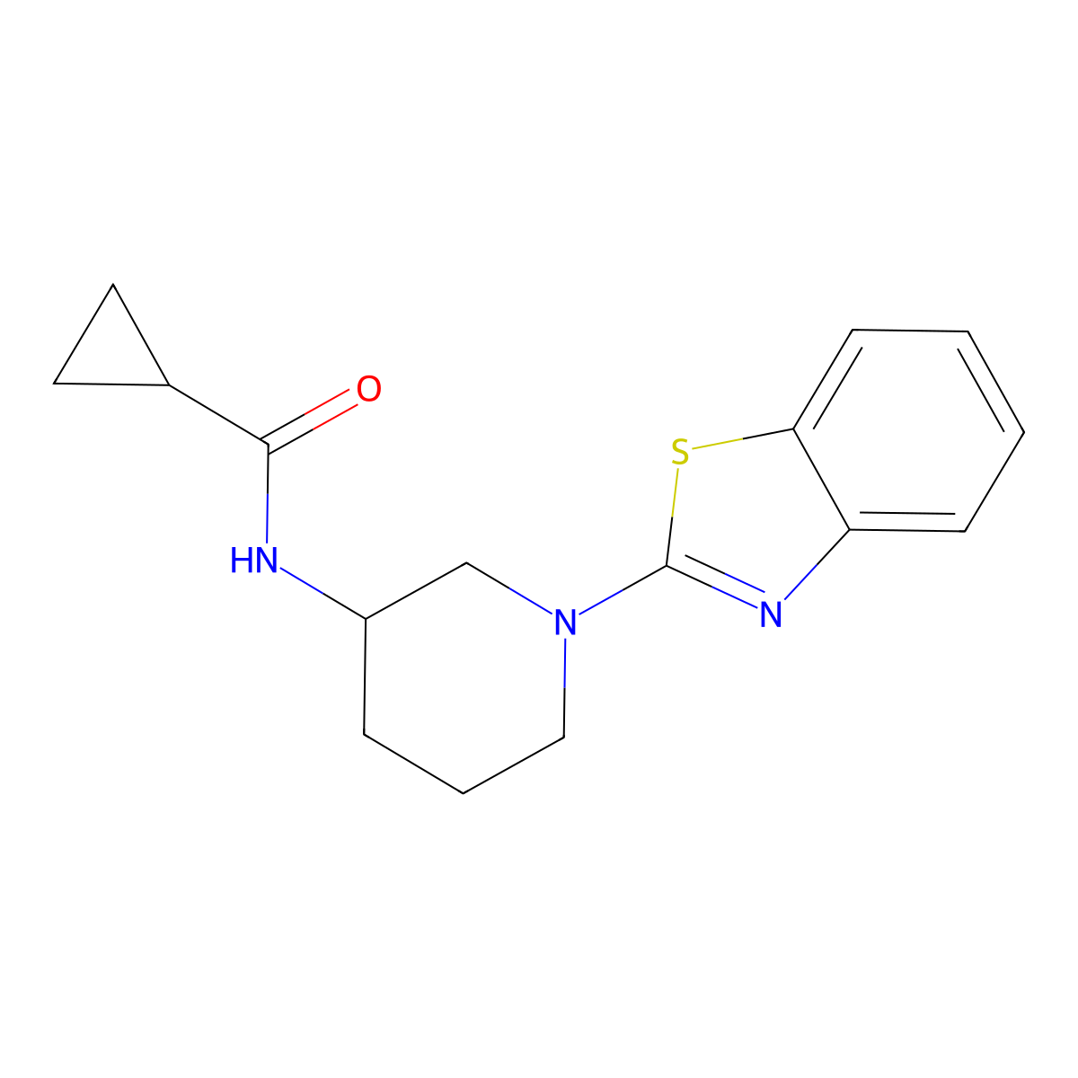 N-[1-(1,3-benzothiazol-2-yl)piperidin-3-yl]cyclopropanecarboxamide molecular structure, CAS 2741923-26-0